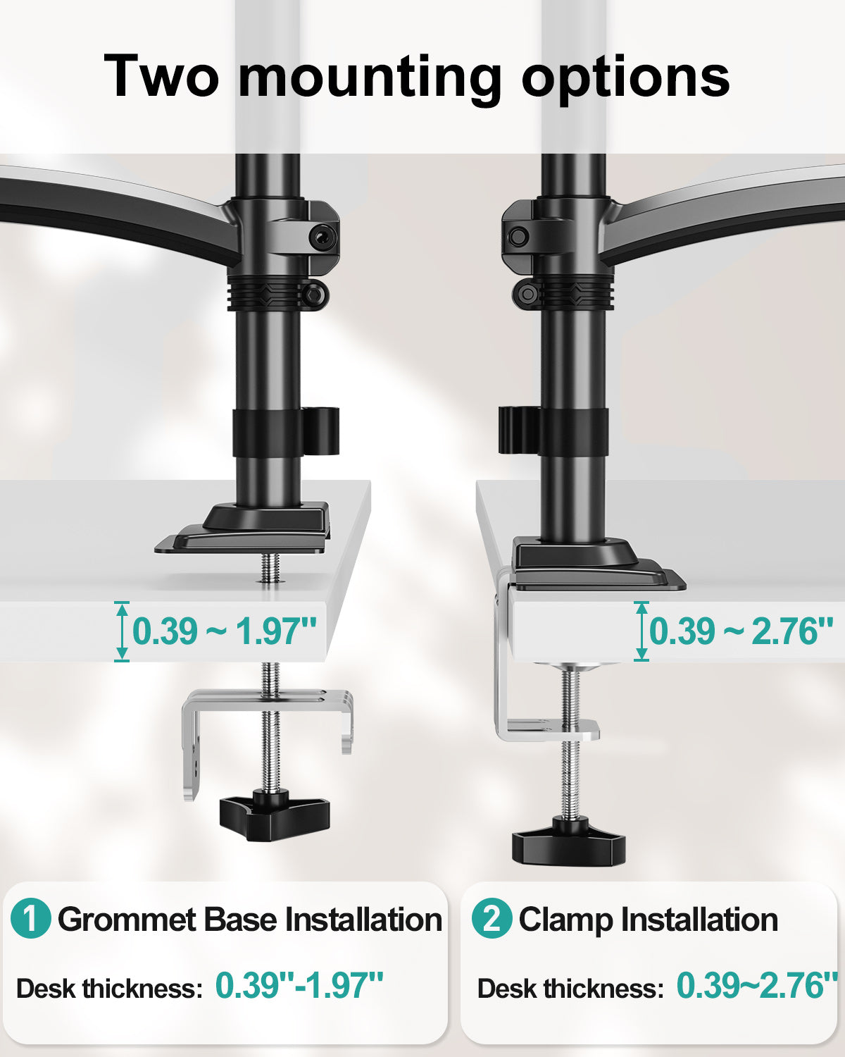 Dual Monitor Stand for Desk, Taller Monitor Arms for 2 Screens up to 32 inch, Ergonomic Adjustable Gas Spring Double Computer Monitor Mount, Holds 4.4-22lbs, VESA 75/100mm, Black, Freelift