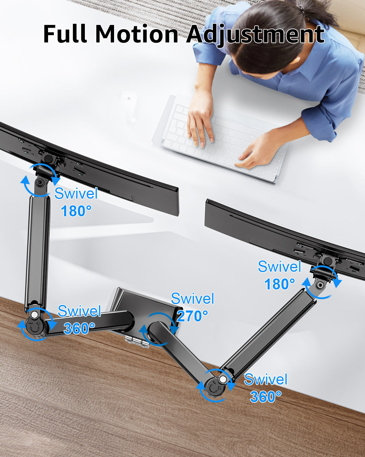 MOUNT PRO Dual Monitor Stand for 13- 32 inch, 4.4-19.8 lbs Screens, Dual Monitor Desk Mount Height Adjustable, Monitor Arms for 2 Monitors, Home Office VESA Mounts with Gas Spring