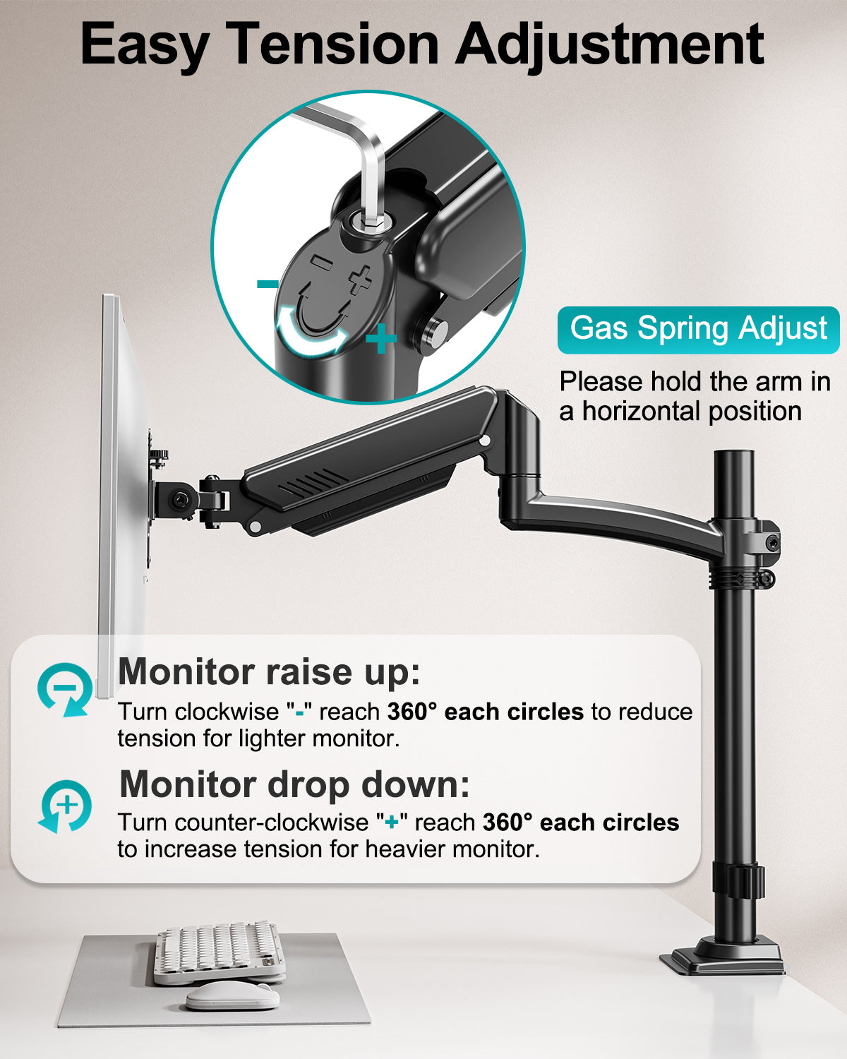 Dual Monitor Stand for Desk, Taller Monitor Arms for 2 Screens up to 32 inch, Ergonomic Adjustable Gas Spring Double Computer Monitor Mount, Holds 4.4-22lbs, VESA 75/100mm, Black, Freelift
