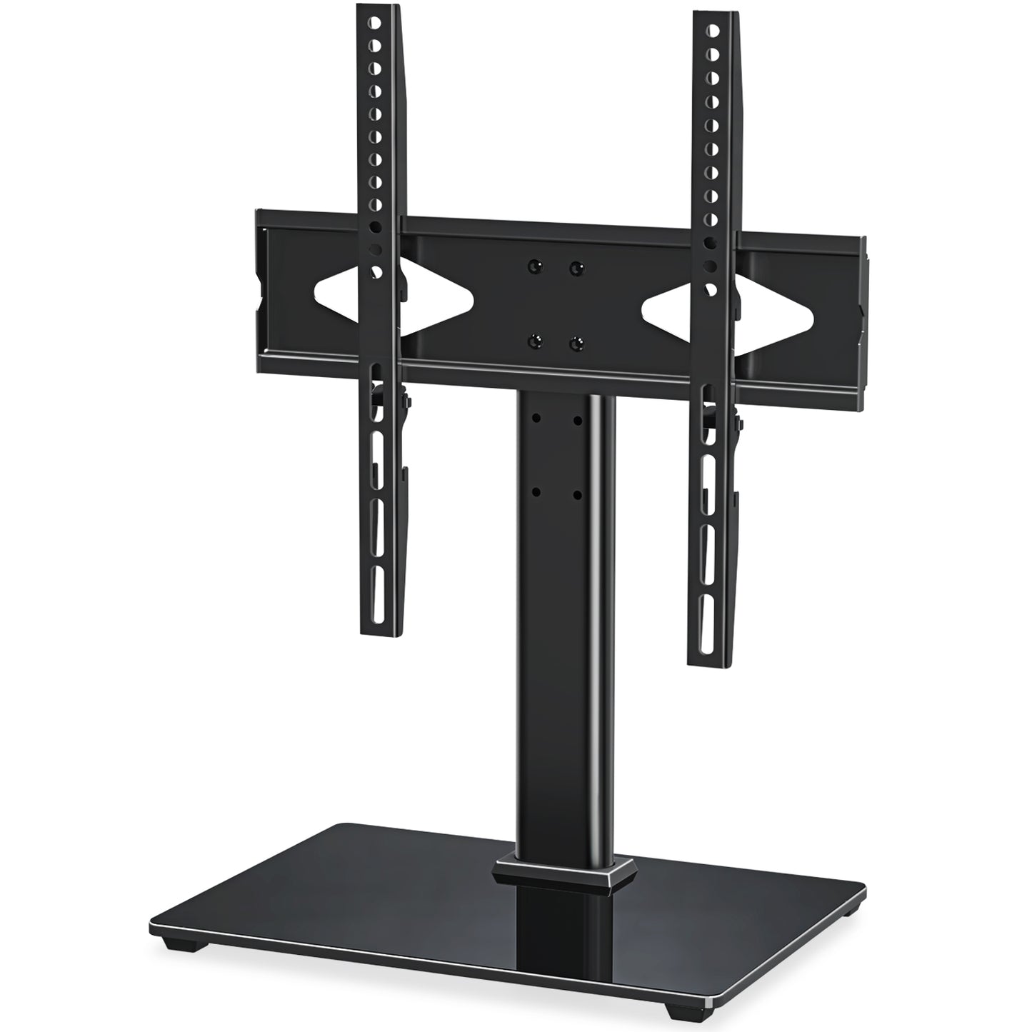 MOUNT PRO Universal TV Stand with Swivel Mount for 37-50 inch TVs Flat Screens, 5 Level Height Adjustable Tempered Glass Base Holds up to 88 lbs