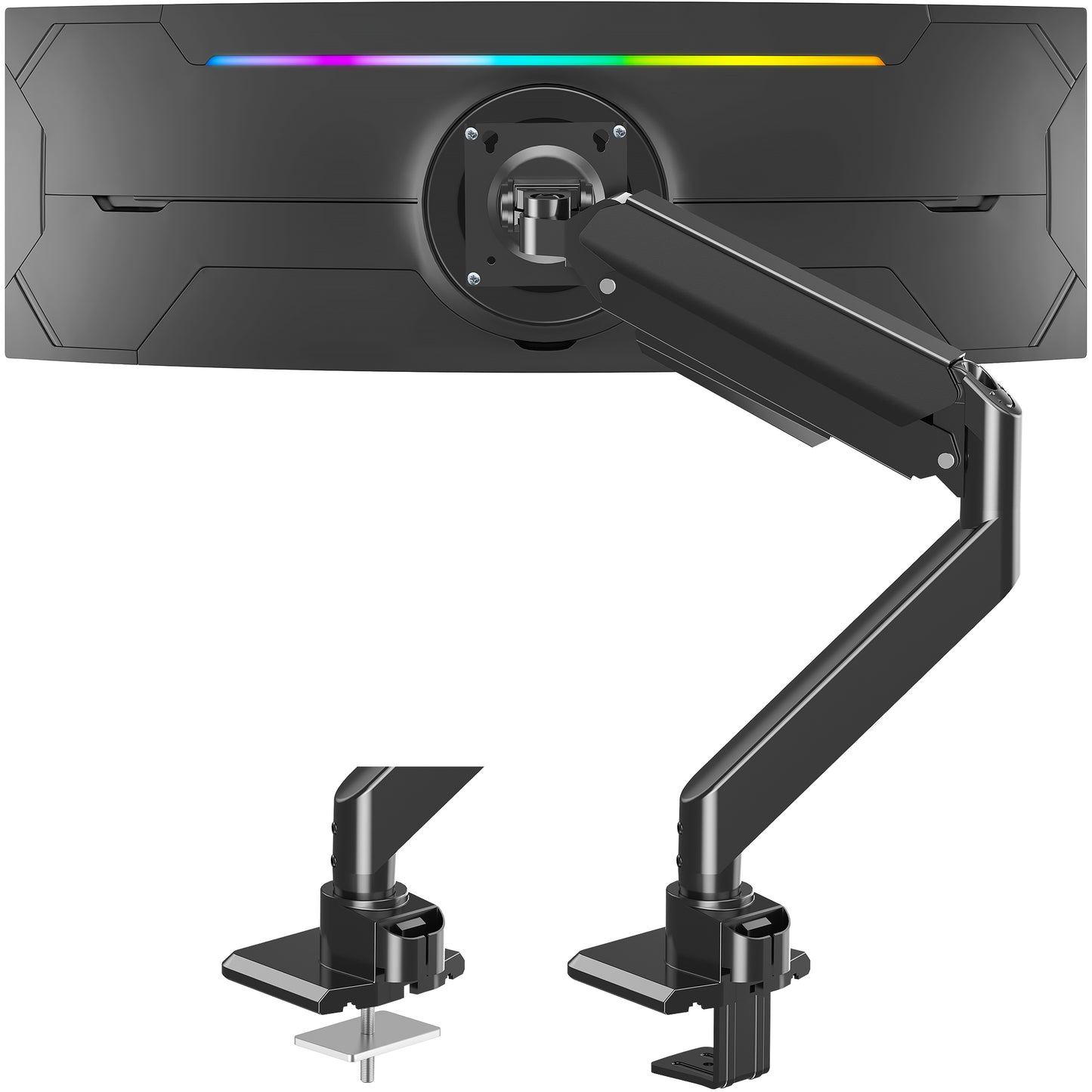 MOUNT PRO Heavy Duty Monitor Arm for 49 inch Ultrawide Screen up to 44 lbs, Single Desk Computer Mount Curved Monitor Stand for Samsung Odyssey G9, Adjustable Gas Spring VESA Mount 75x75 100x100