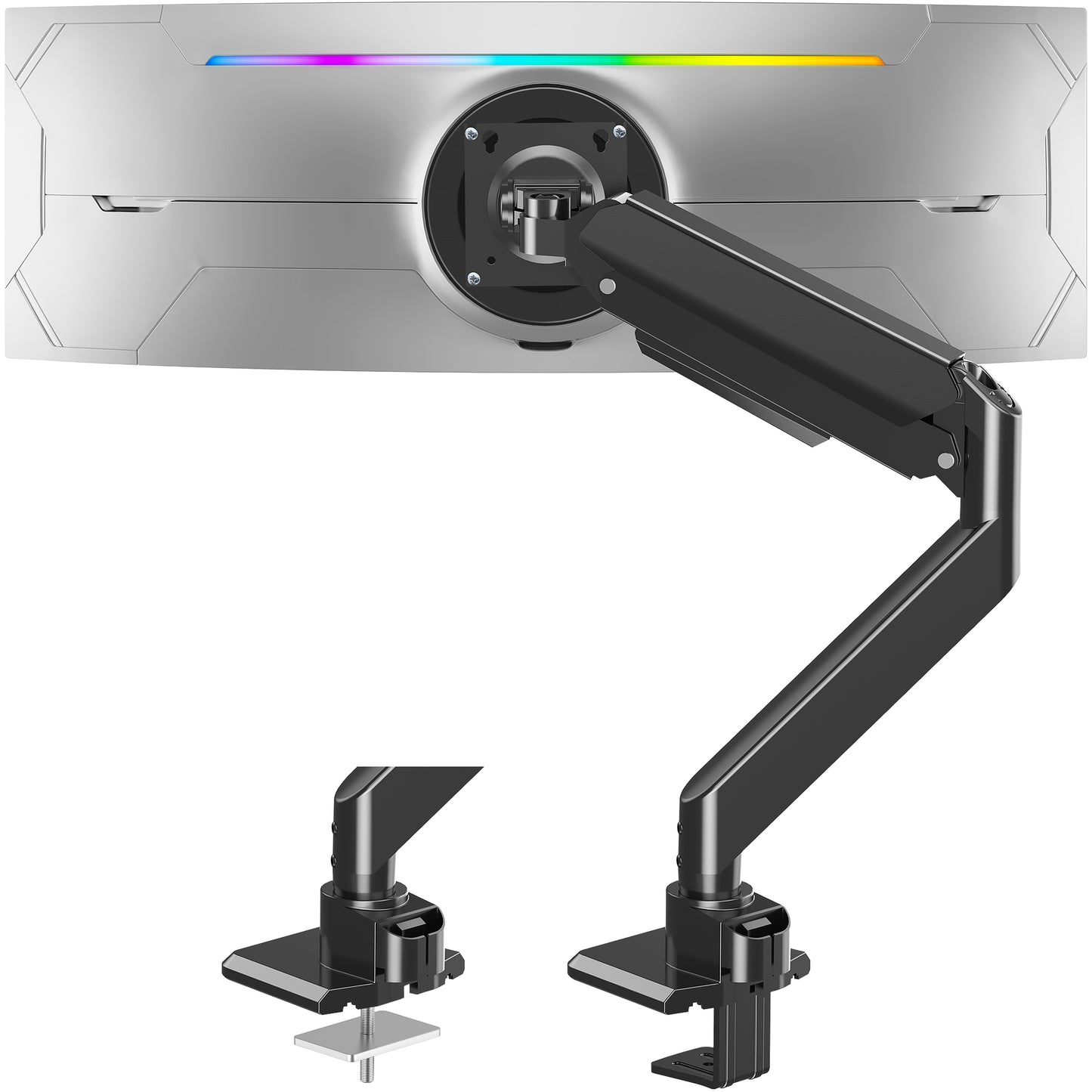 MOUNT PRO Heavy Duty Monitor Arm for 49 inch Ultrawide Screen up to 44 lbs, Single Desk Computer Mount Curved Monitor Stand for Samsung Odyssey G9, Adjustable Gas Spring VESA Mount 75x75 100x100