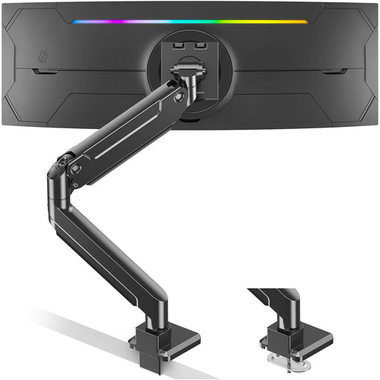 MOUNT PRO Heavy Duty Monitor Arm for Max 49 Inch Ultrawide Screens up to 44 lbs, Aluminum Premium Single Monitor Mount for Samsung Odyssey G9 and More, Adjustable Display Desk Stand, VESA 100x100mm