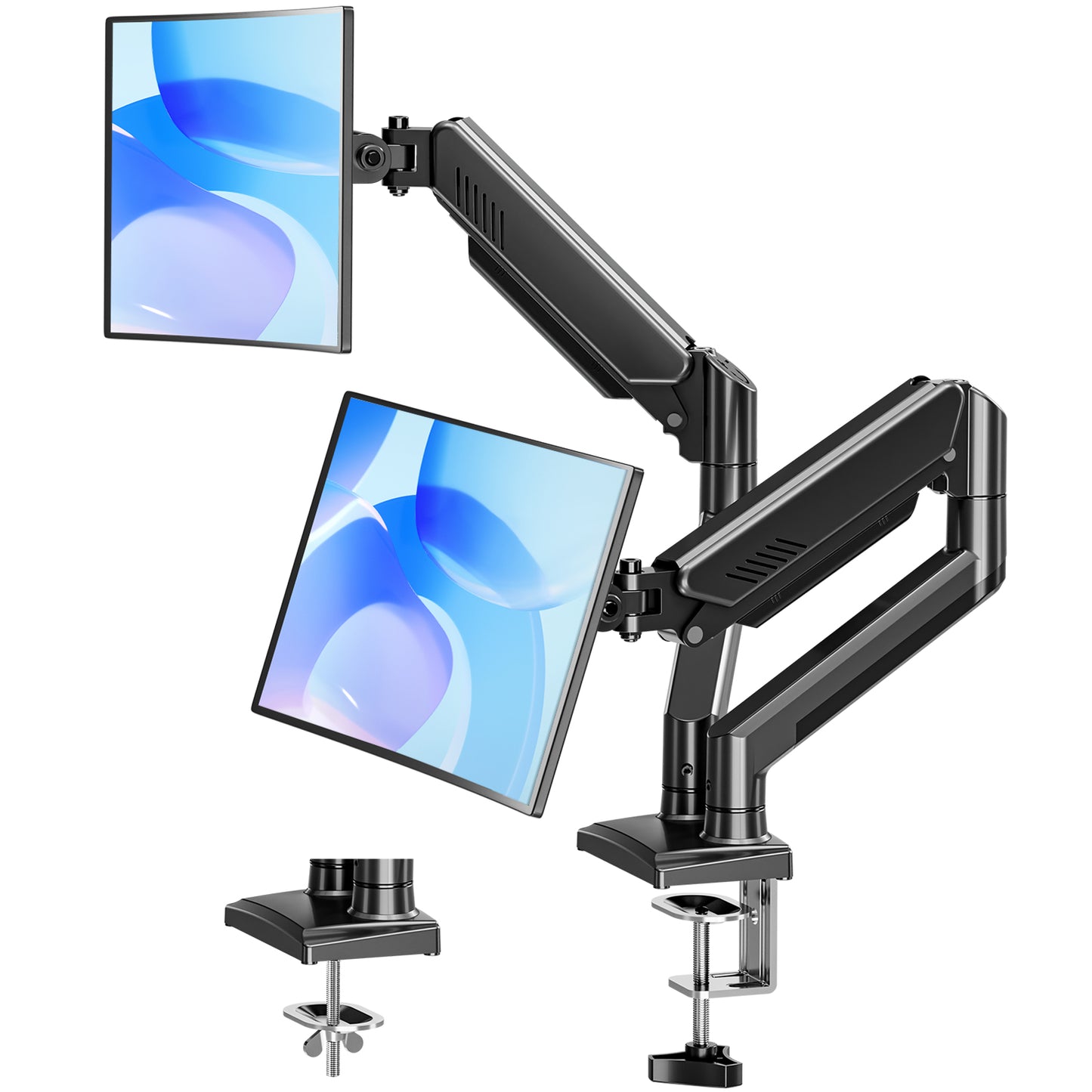 MOUNT PRO Dual Monitor Stand for 13- 32 inch, 4.4-19.8 lbs Screens, Dual Monitor Desk Mount Height Adjustable, Monitor Arms for 2 Monitors, Home Office VESA Mounts with Gas Spring