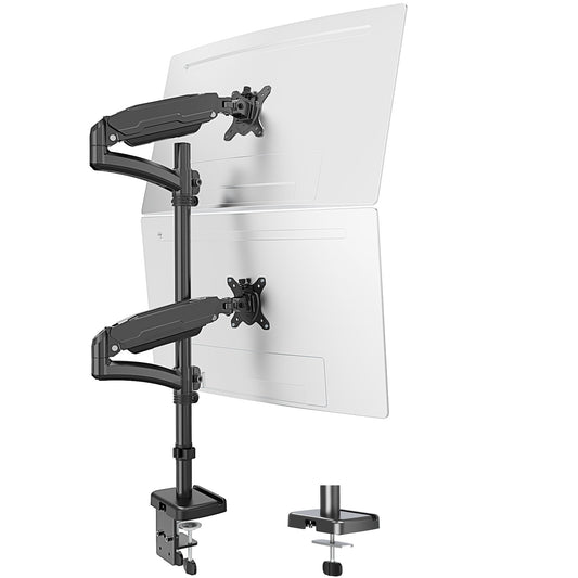 MOUNT PRO Vertical Dual Monitor Mount, Stacked Monitor Stand for 2 Computer Screens up to 32 inches, Fully Adjustable Gas Spring Display Desk Mount, Each Arm Holds up to 17.6lbs, VESA Mount