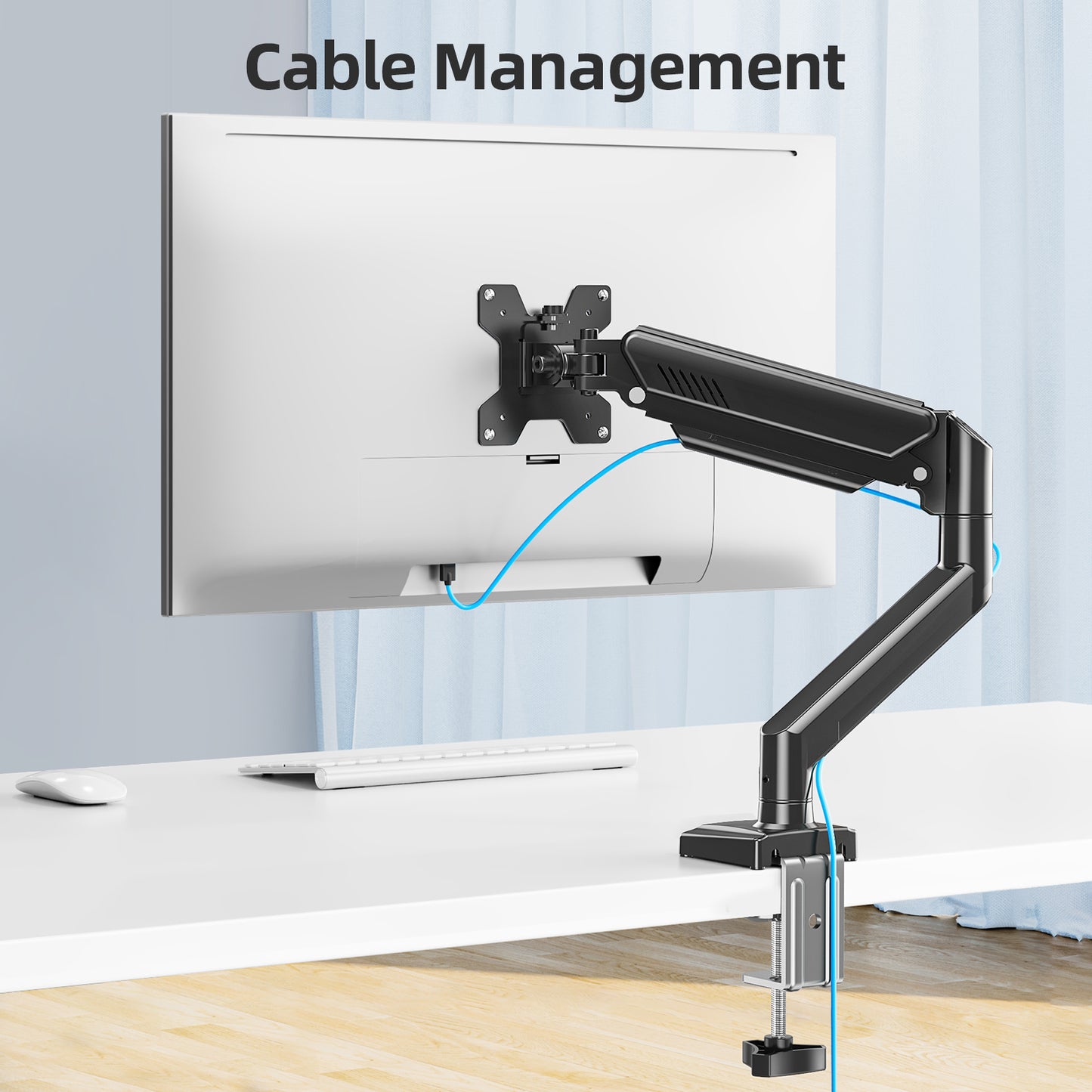 MOUNT PRO Monitor Arm for 13-32 inch Screens, Monitor Desk Mount, Adjustable Height, VESA Mount with Clamp & Grommet Bases, Holds to 19.8 lbs