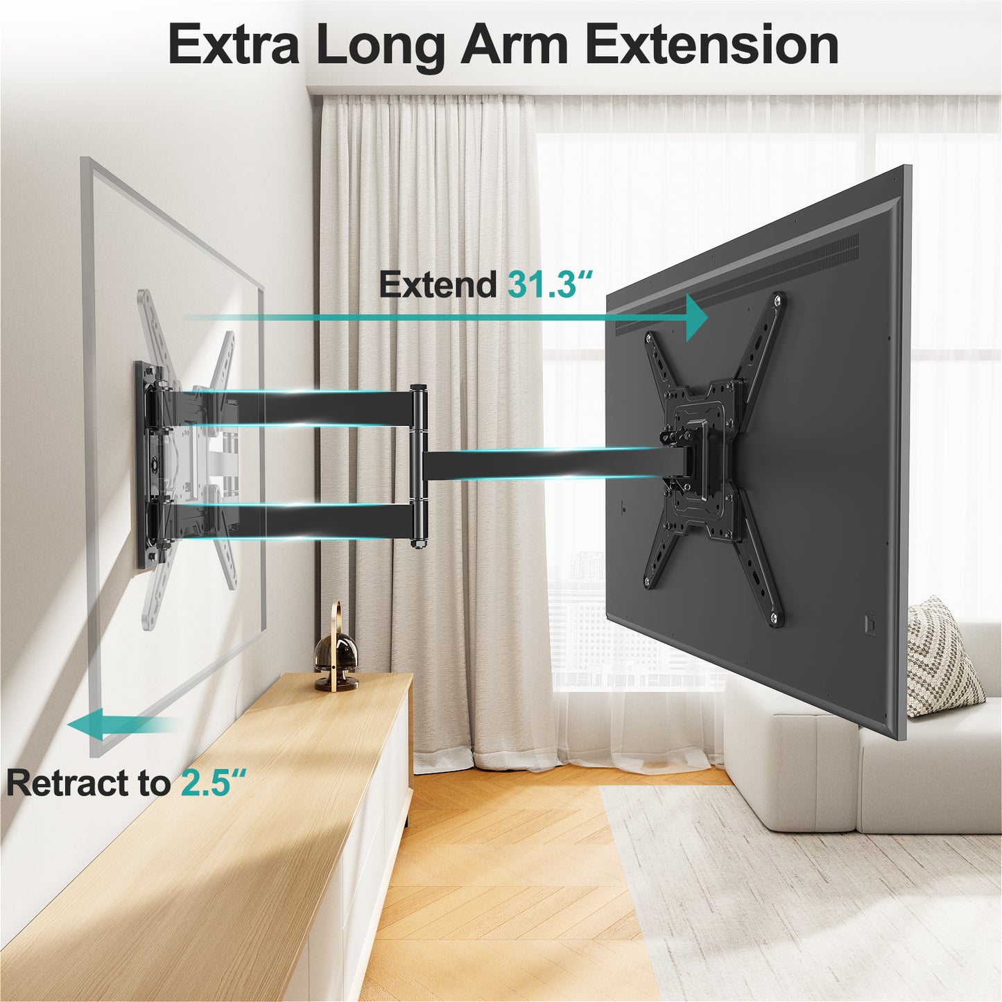 MOUNT PRO Long Arm Corner TV Mount for Most 32-65 Inch TVs TR0075