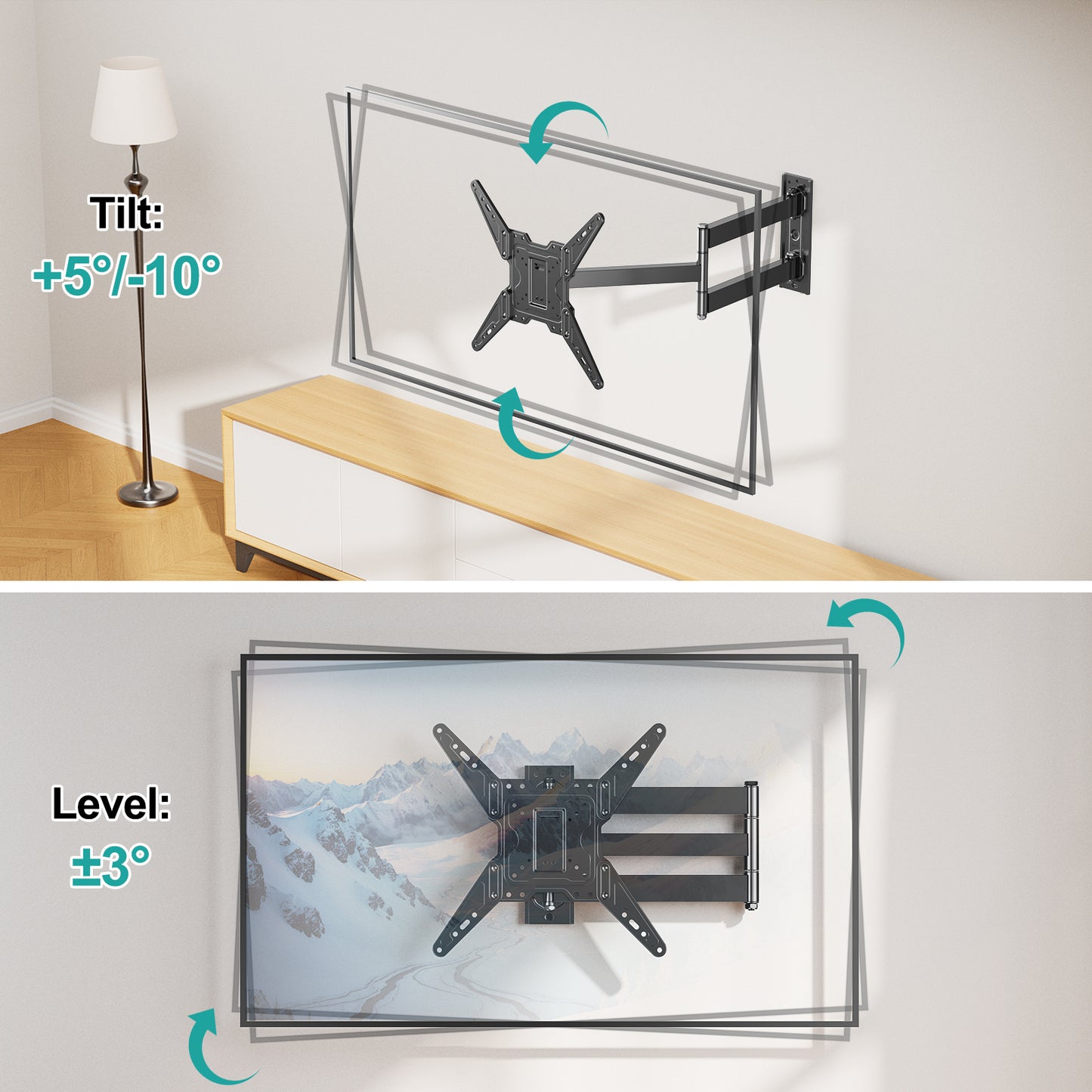 MOUNT PRO Long Arm Corner TV Mount for Most 32-65 Inch TVs TR0075