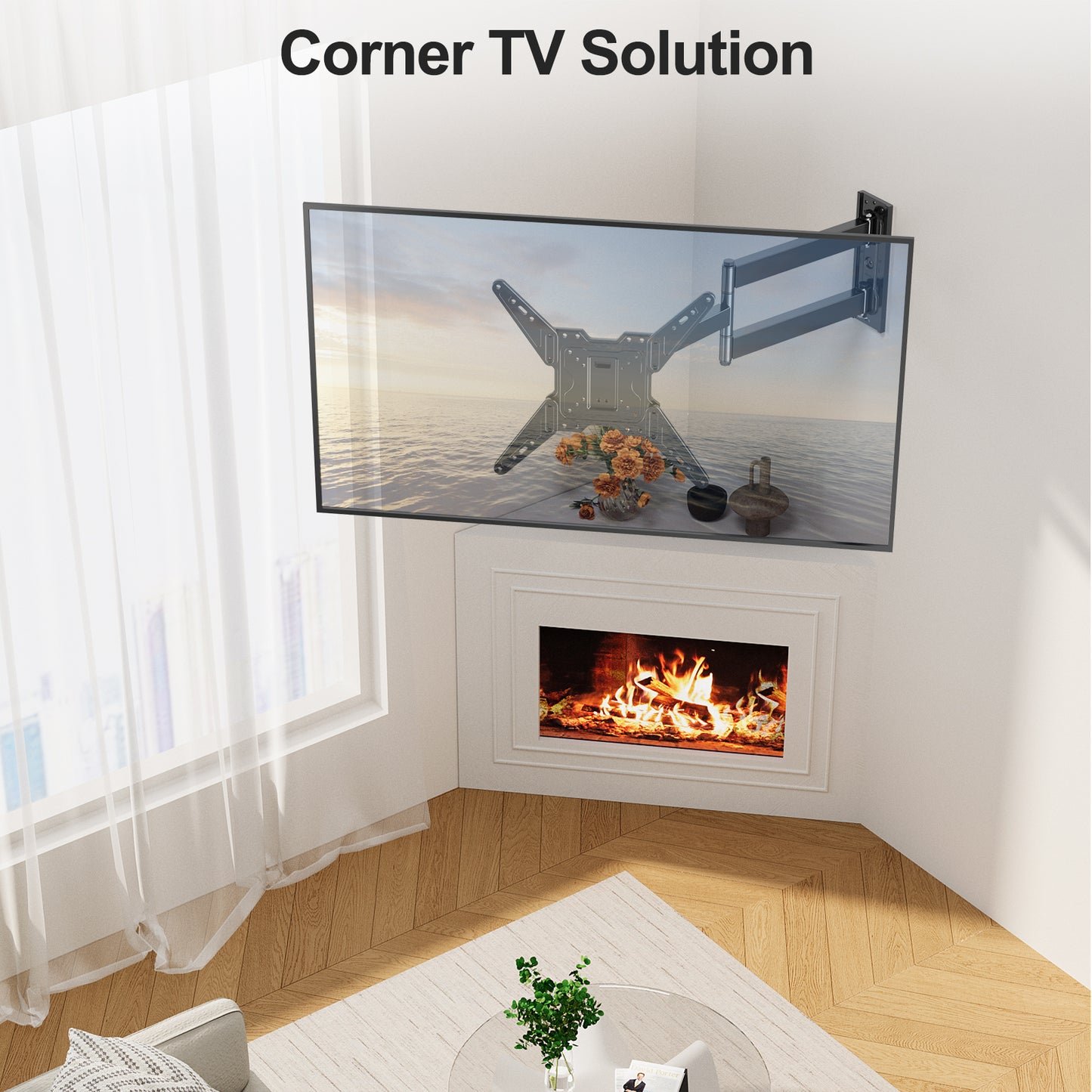 MOUNT PRO Long Arm Corner TV Mount for Most 32-65 Inch TVs TR0075