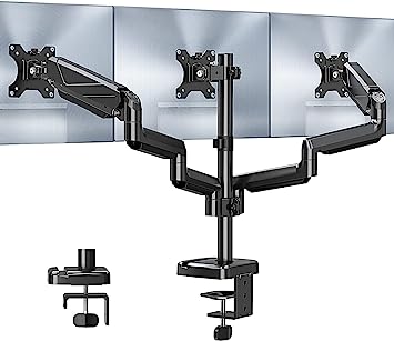 Crossbar Triple Monitor Arm voor Bureau, Tot Drie 27inch Schermen, VESA 75x75/100x100, C-Klem/Doorvoertule Crossbar Triple Monitor Arm voor Bureau, Tot Drie 27inch Schermen, VESA 75x75/100x100, C-Klem/Doorvoertule