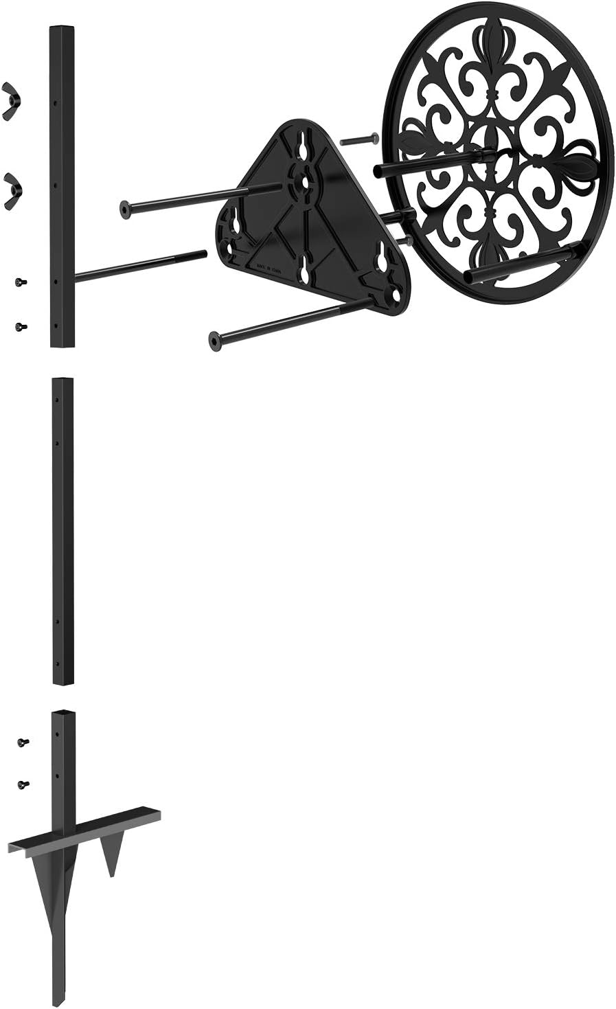 GOFORWILD Garden Hose Holder, Decorative Hose Butler Sturdy Water Hose Rack, Durable Wall Hose Hanger, Holds 125-Feet of 5/8-Inch Hose, Hose Reel, Made of Stainless Cast Aluminum, 7007