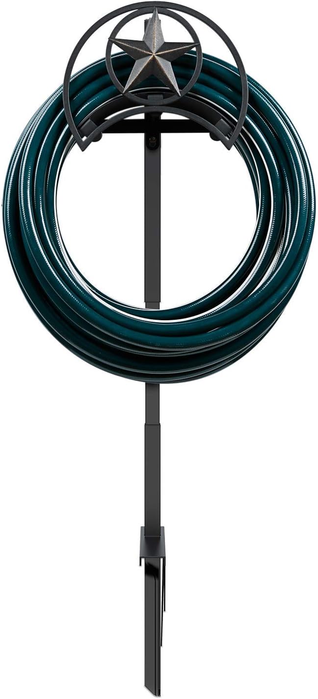 GOFORWILD Garden Hose Holder, Decorative Hose Butler Sturdy Water Hose Rack, Durable Wall Hose Hanger, Holds 125-Feet of 5/8-Inch Hose, Hose Reel, Made of Gauge Steel, 7010