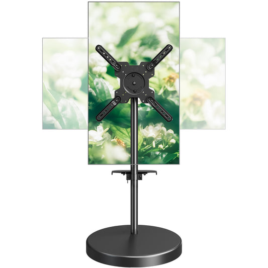 MOUNT PRO TV Rolling Stand - Floor TV Stand Mobile TV Cart for 32 to 60 inch Screens up to 77 lbs,  Rotating TV Stand for Outdoor Home Office Space, Height Adjustable & Metal Shelf, Max VESA 400x400