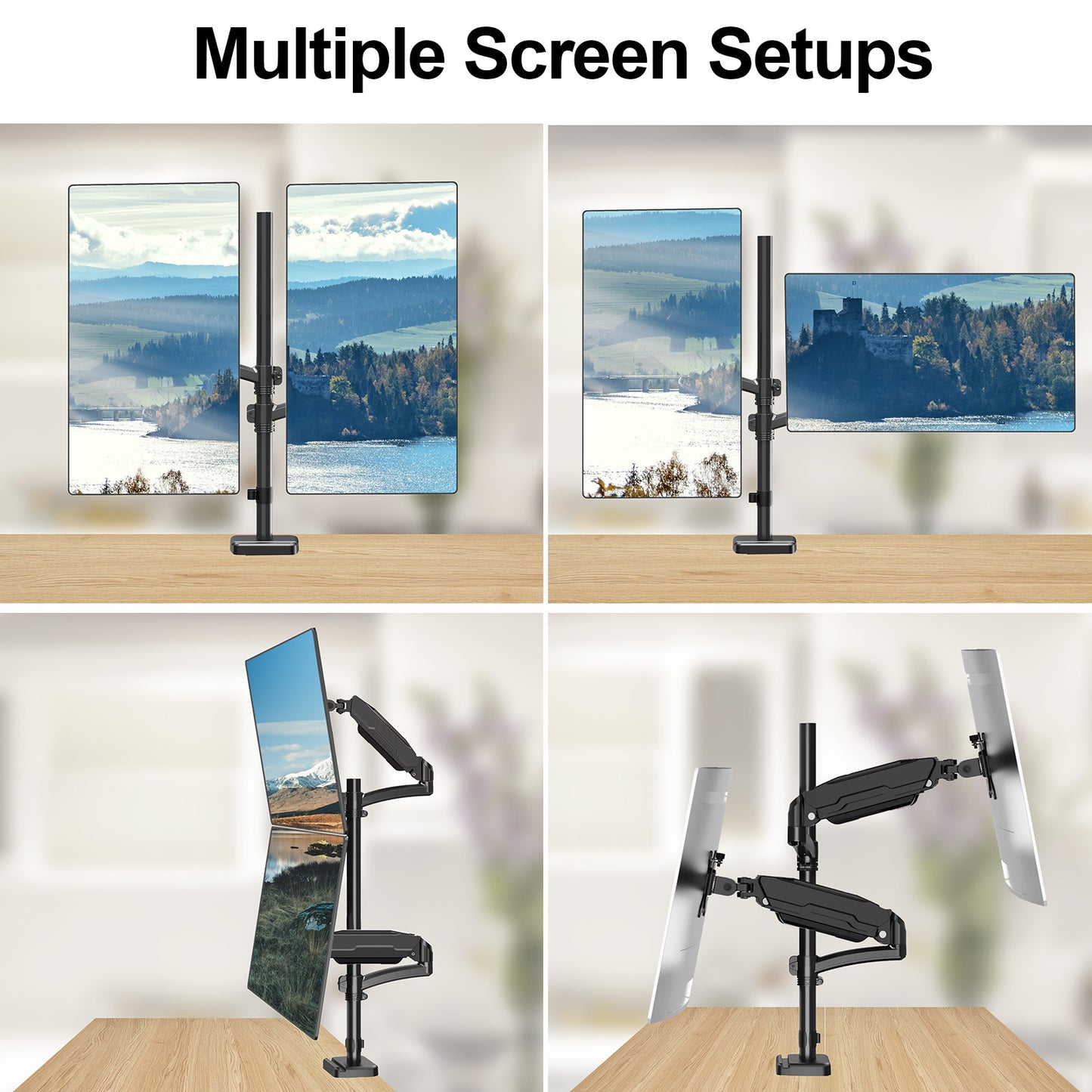 MOUNT PRO Vertical Dual Monitor Mount, Stacked Monitor Stand for 2 Computer Screens up to 32 inches, Fully Adjustable Gas Spring Display Desk Mount, Each Arm Holds up to 17.6lbs, VESA Mount
