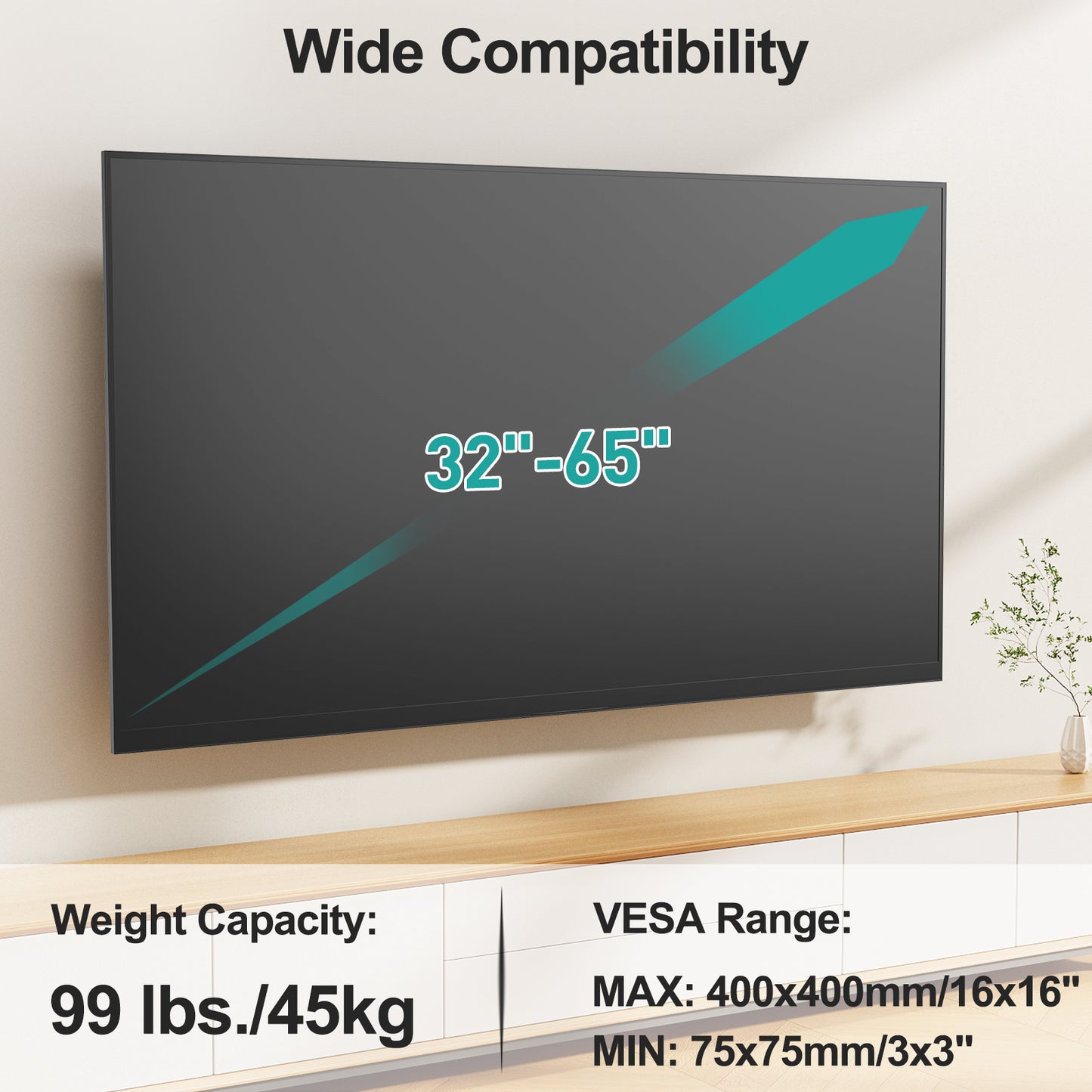 MOUNT PRO Long Arm Corner TV Mount for Most 32-65 Inch TVs TR0075
