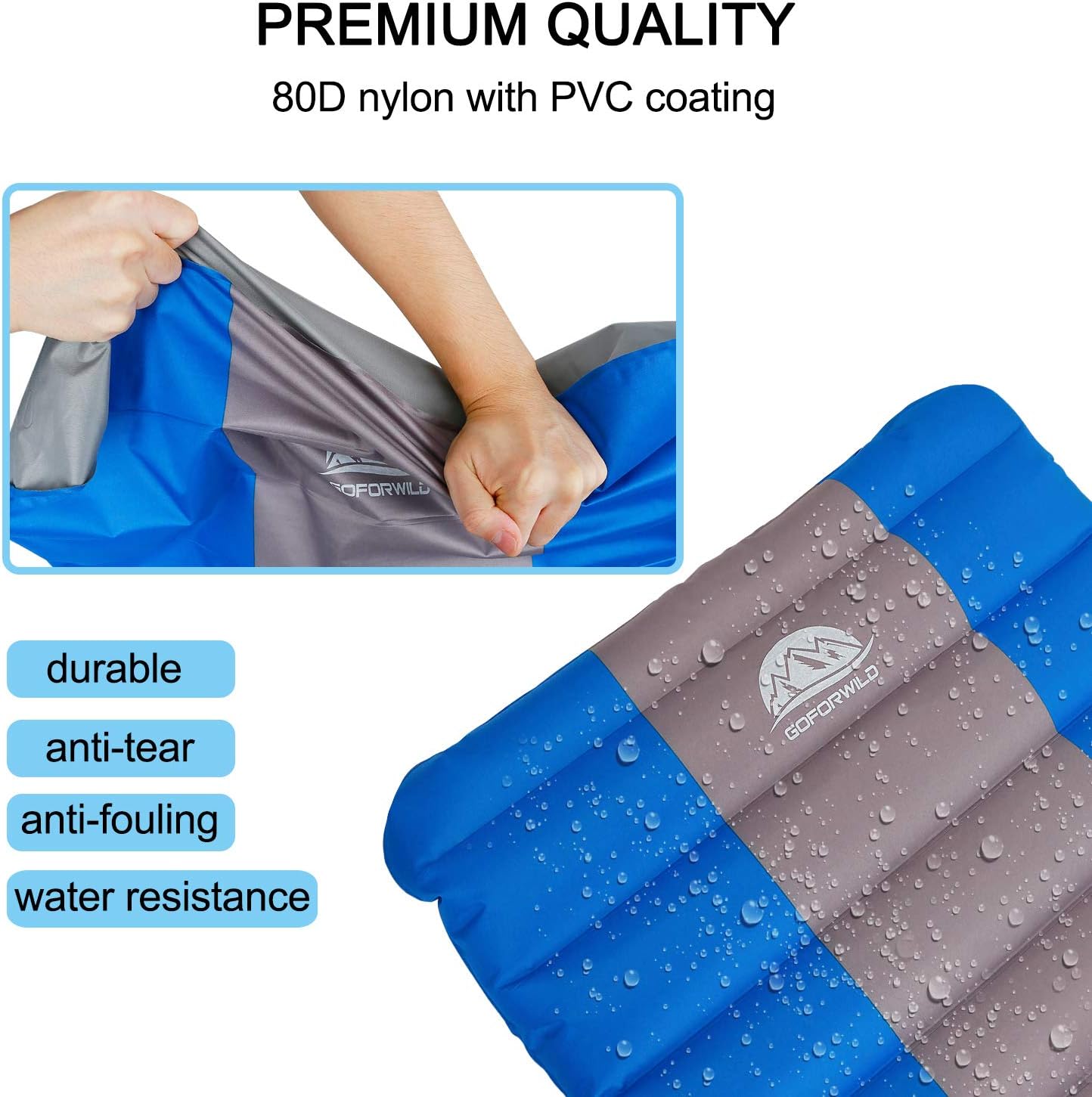 GOFORWILD Camping Furniture Camping Sleeping Pad Inflatable with Built-in Pump for Hiking Easy Inflate Insulated Camp Mat Lightweight Portable Waterproof Backpacking Mattress