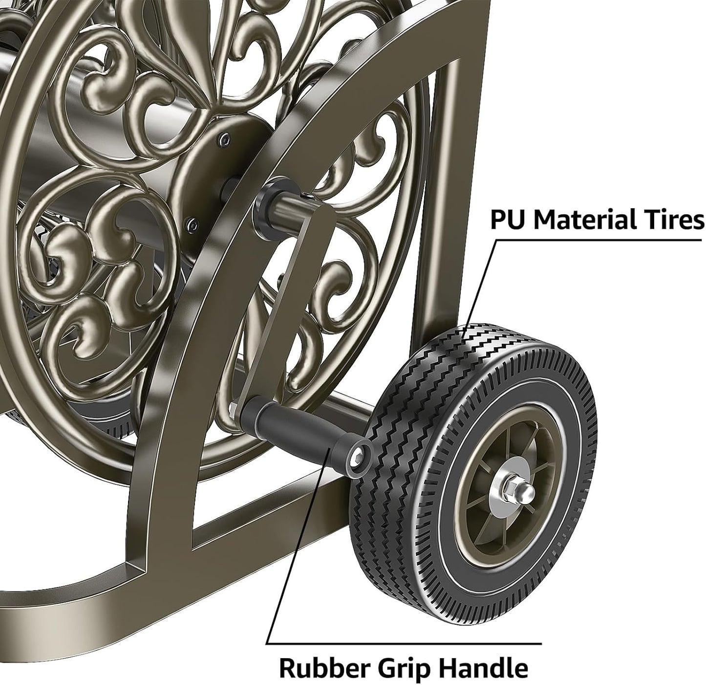 GOFORWILD Garden Hose Reel Cart with Wheel, Hold up to 200 Ft of 5/8" Hose, Heavy Duty Steel Frame Water Hose Reel Cart with Storage Basket, Mobile Hose Reel Cart for Outside Garden Lawn Yard G07211