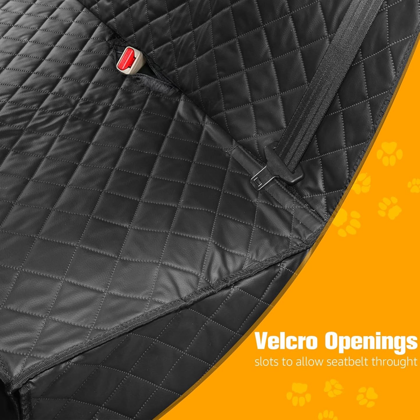 PETICON Dog Car Seat Cover for Back Seat, PU Leather Waterproof Bench Seat Cover, Scratchproof Pet Seat Cover Protector, Non-Slip & Durable Rear Seat Cover for Cars, Trucks and SUVs
