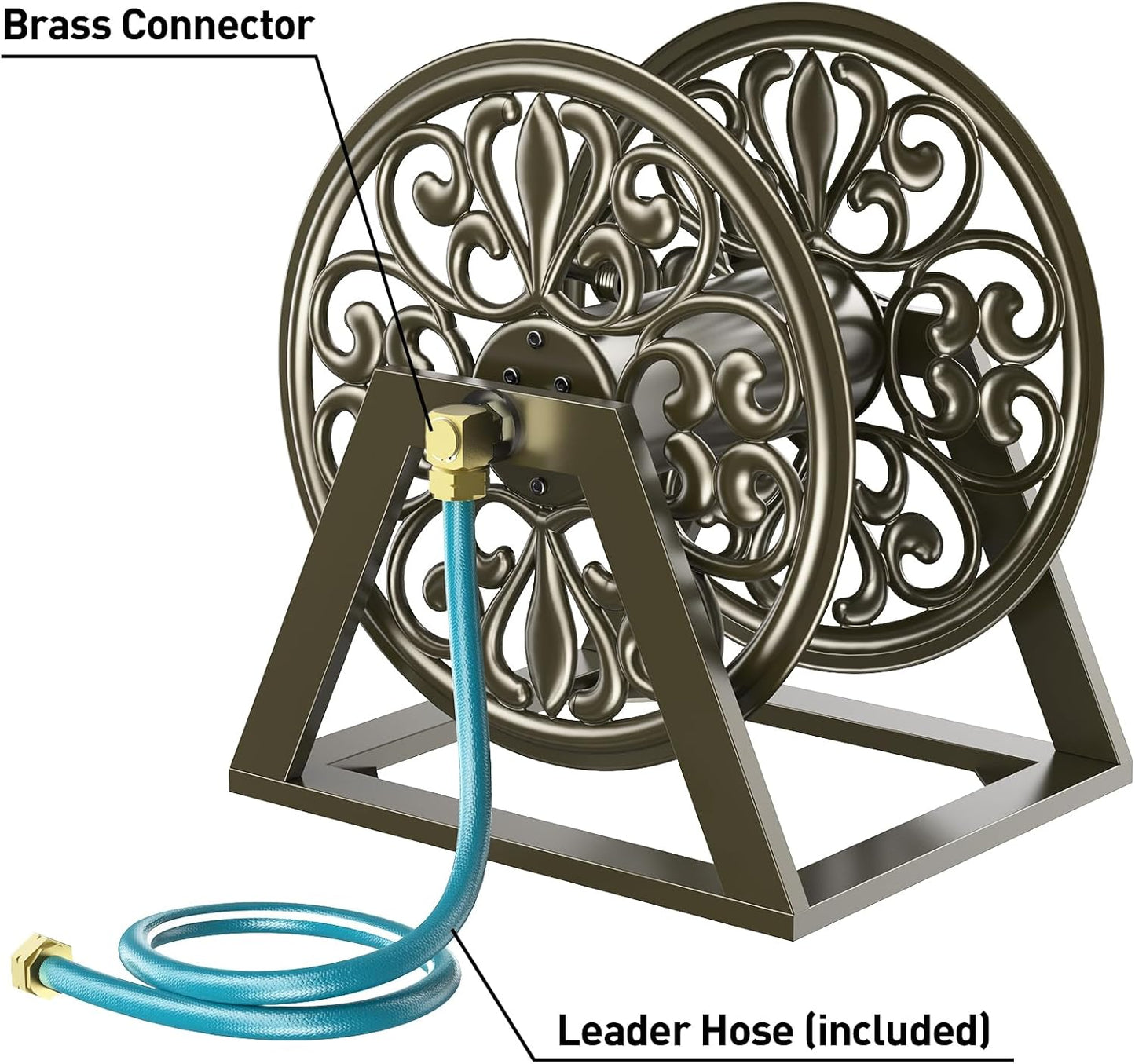 GOFORWILD Garden Wall/Floor Mount Hose Reel, Decorative Hose Reel, Holds 200-Feet of 5/8-Inch Hose G07212