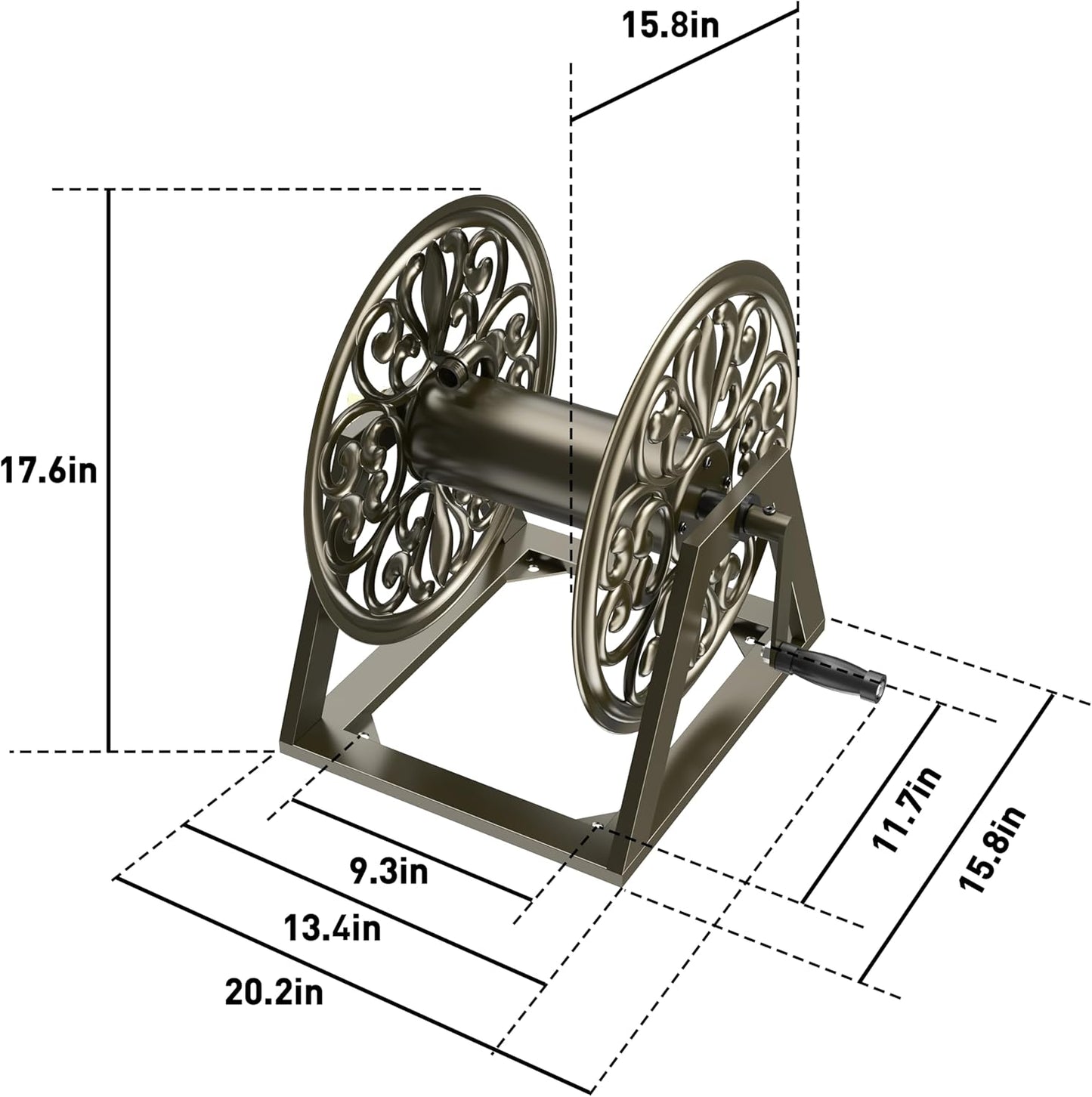 GOFORWILD Garden Wall/Floor Mount Hose Reel, Decorative Hose Reel, Holds 200-Feet of 5/8-Inch Hose G07212