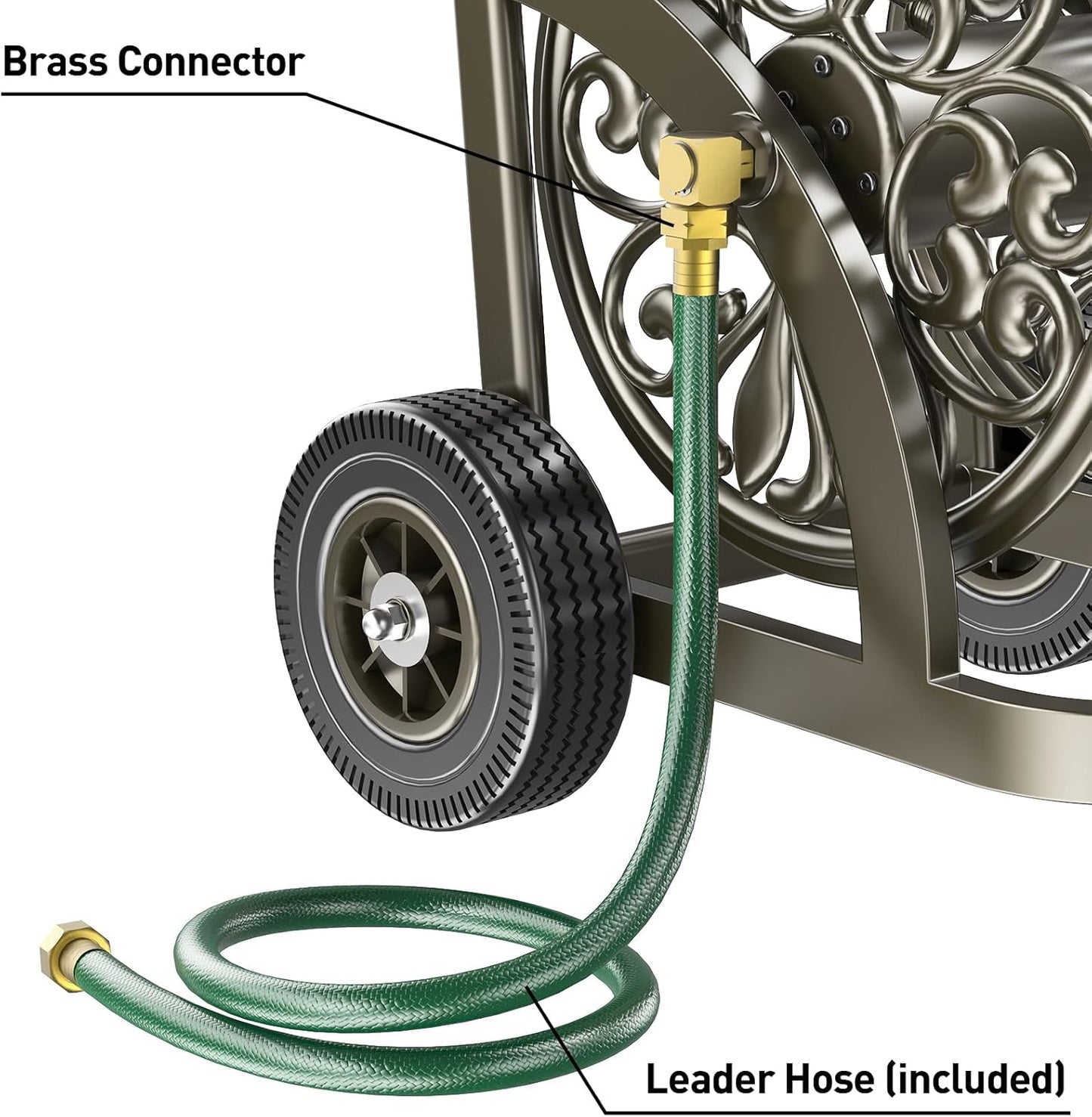 GOFORWILD Garden Hose Reel Cart with Wheel, Hold up to 200 Ft of 5/8" Hose, Heavy Duty Steel Frame Water Hose Reel Cart with Storage Basket, Mobile Hose Reel Cart for Outside Garden Lawn Yard G07211