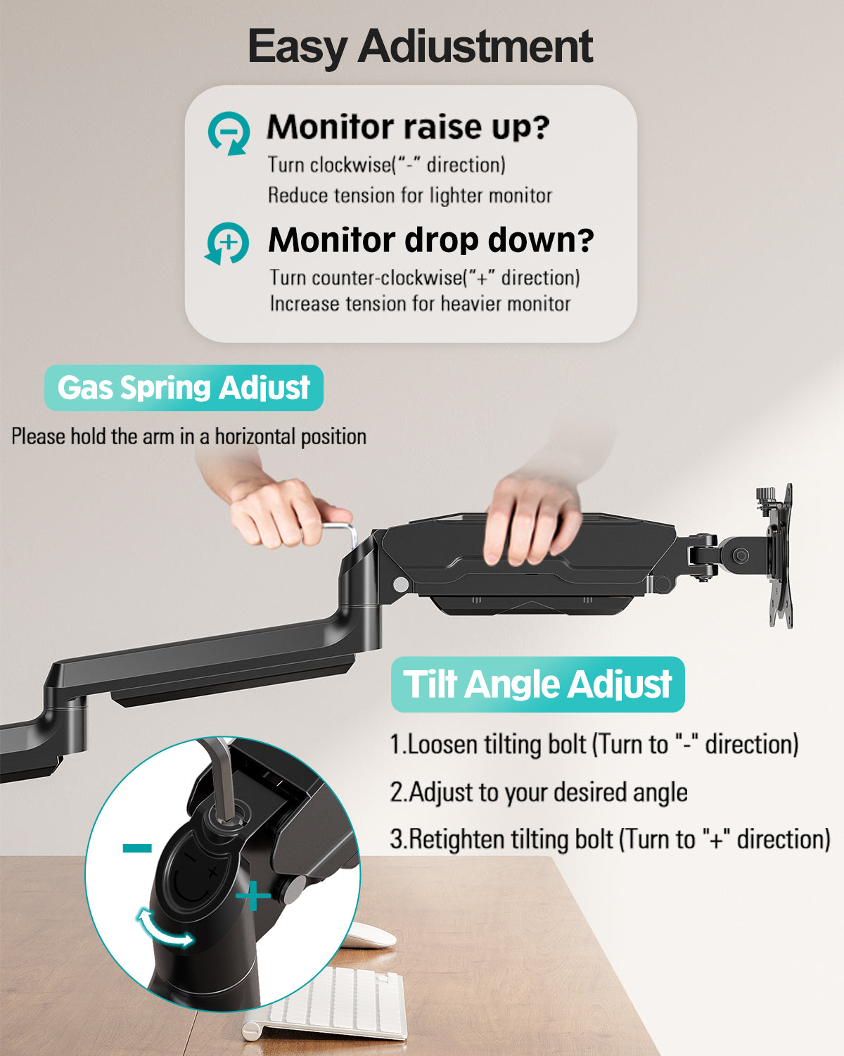 MOUNT PRO Triple Monitor Mount for Max 32" Screens, Up to 19.8lbs Each Adjustable 3 Monitor Desk Mount with Swivel, Tilt, Rotation, Full Motion Gas Spring Heavy Duty Arm, VESA 75x75/100x100mm