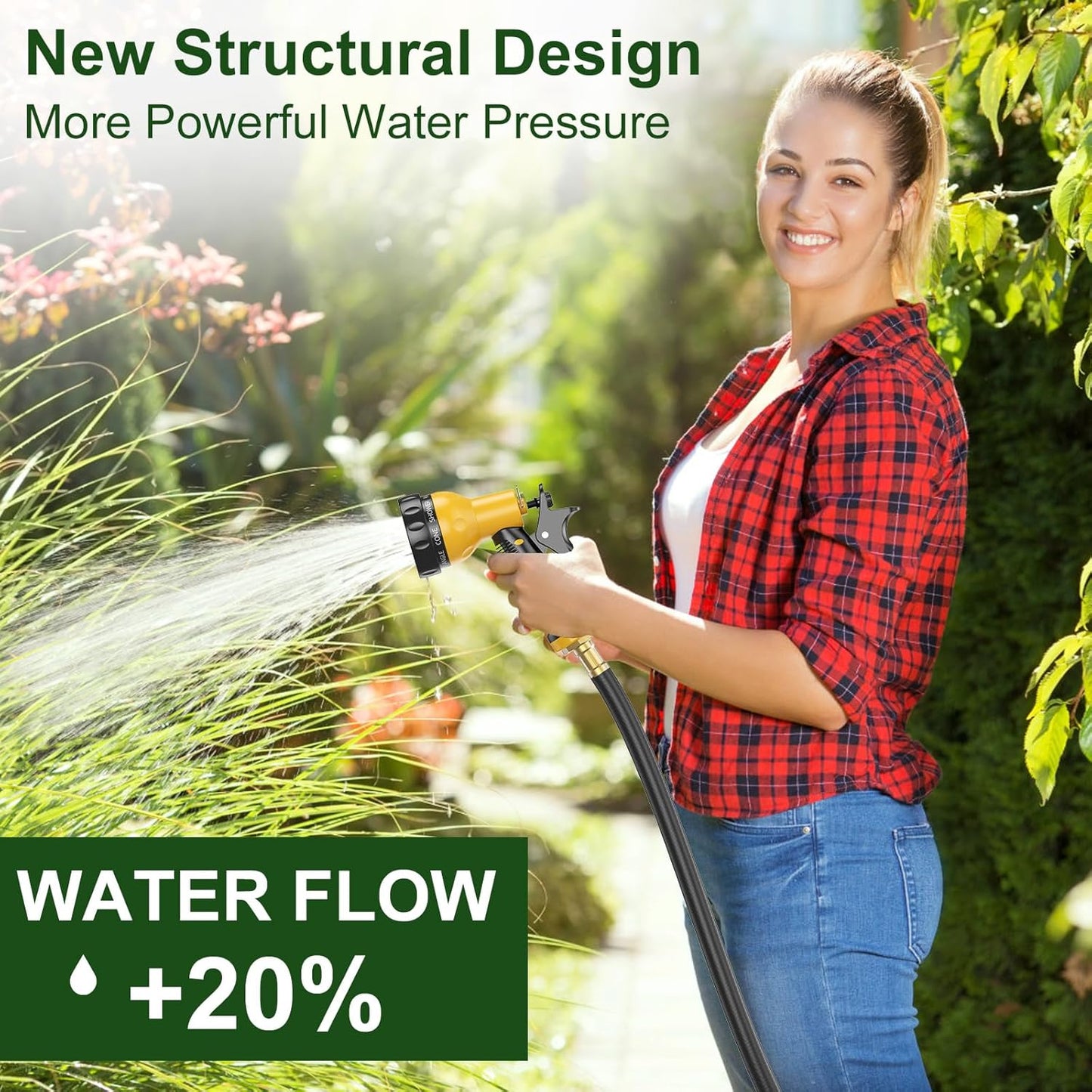 GOFORWILD Retractable Garden Hose Reel, 1/2 Inch x 90 ft Wall Mounted Water Hose Reel with L-shaped and Straight Hose Nozzles, 180°Swivel Bracket, Slow Rewind System, Any Length Lock