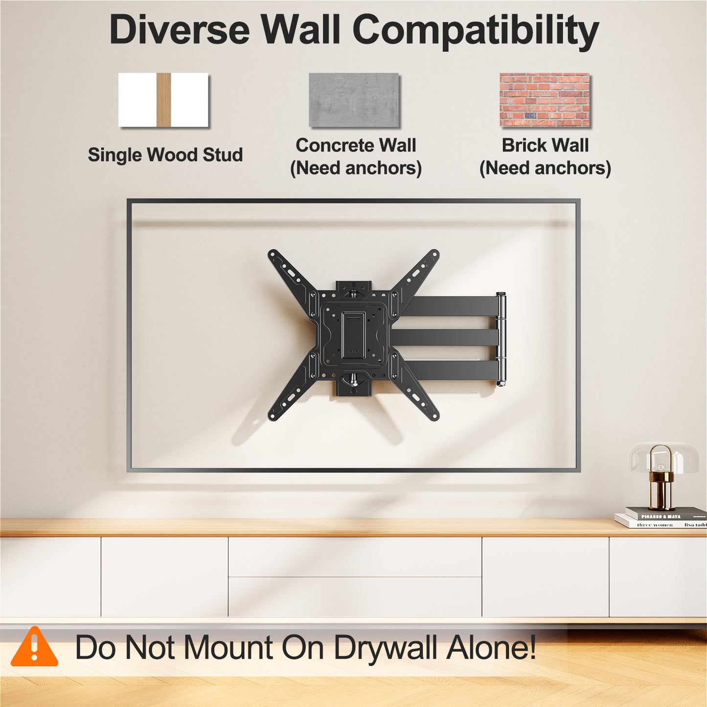 MOUNT PRO Long Arm Corner TV Mount for Most 32-65 Inch TVs TR0075