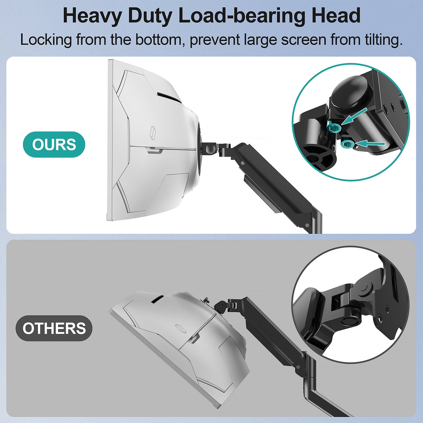 MOUNT PRO Heavy Duty Monitor Arm for 49 inch Ultrawide Screen up to 44 lbs, Single Desk Computer Mount Curved Monitor Stand for Samsung Odyssey G9, Adjustable Gas Spring VESA Mount 75x75 100x100