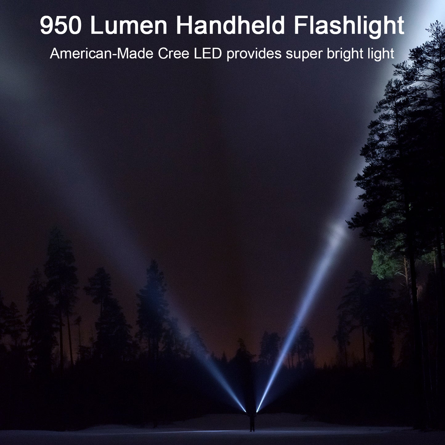 GOFORWILD Rechargeable LED Flashlight with 5 Modes, Tactical Flashlight 950 High Lumen, Zoomable, IP65 Water-Resistant Powerful Camping and Emergency Flashlights