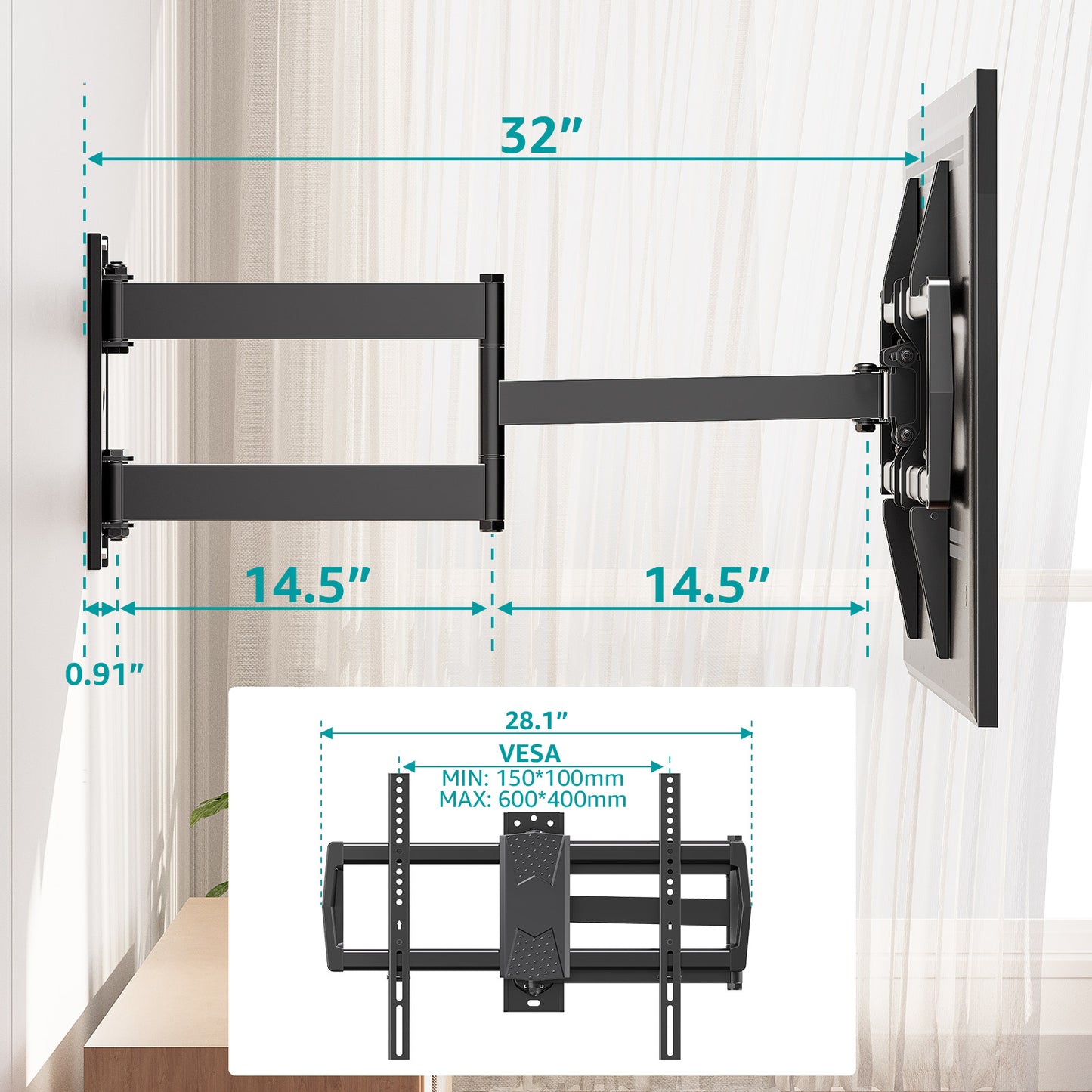 MOUNT PRO Long Arm TV Wall Mount for Most 32-75 Inch TVs TR0076