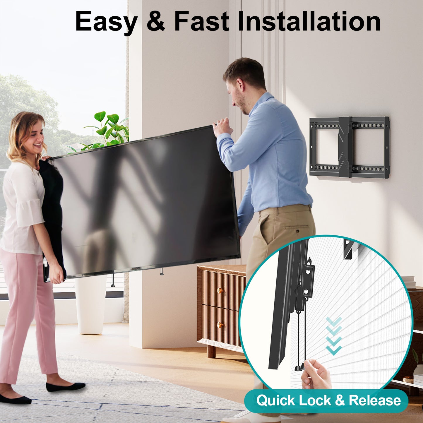 MOUNT PRO Tilting TV Wall Mount for Most 37-75 Inch TVs, TV Mount with Level Adjustment, Low Profile Wall Mount TV Bracket Fits 16", 18", 24" Studs, Max VESA 600x400mm, Holds Up to 99 lbs