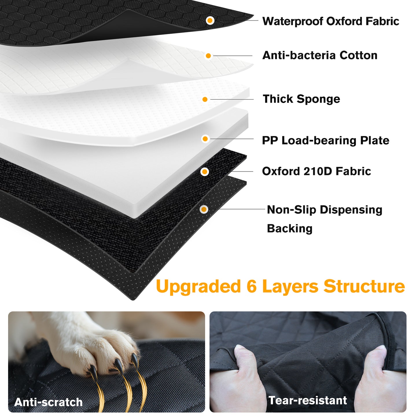 Back Seat Extender for Dogs, Hard Bottom Dog Car Seat Cover - Supports 400lbs, Rear Seat Pet Cover with Mesh Window, Waterproof Dog Hammock for Car SUV and Trucks
