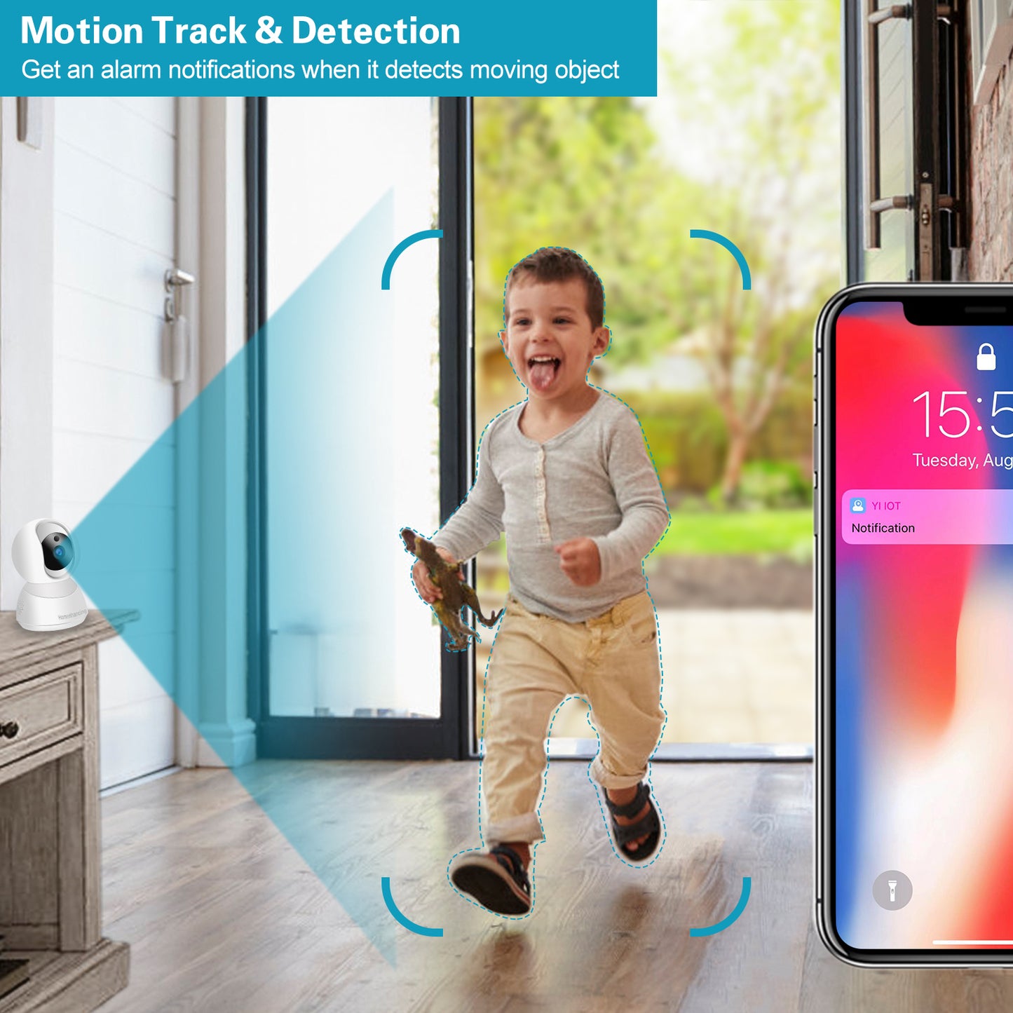 Homenhancing 1080P Wireless Dog Camera Home, Indoor Nanny Cam FHD, Security Wi-Fi Camera and Motion Tracking/Detection, Dome Camera Night Vision IP Camera