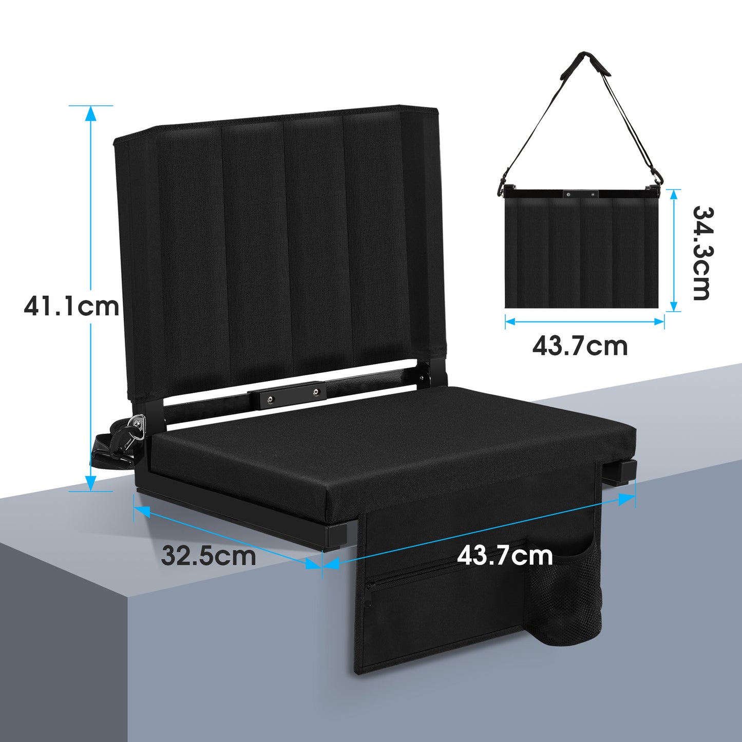 GOFORWILD portable folding stadium seats  with Back Support Bleacher Chairs with Back and Cushion Thick Padded Bleacher Seats Includes Shoulder Strap