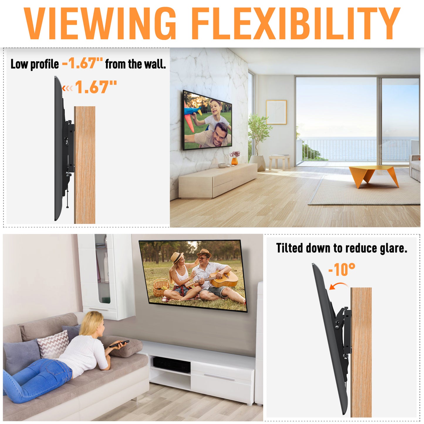 MOUNT PRO Tilting TV Wall Mount for Most 37-75 Inch TVs, TV Mount TV Bracket Holds up to 110lbs, Max 600x400mm