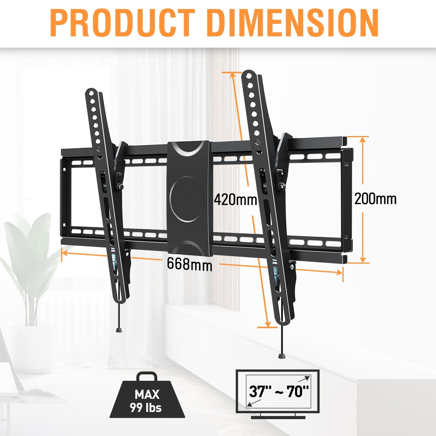 MOUNT PRO Tilting TV Wall Mount for Most 37-75 Inch TVs, TV Mount TV Bracket Holds up to 110lbs, Max 600x400mm