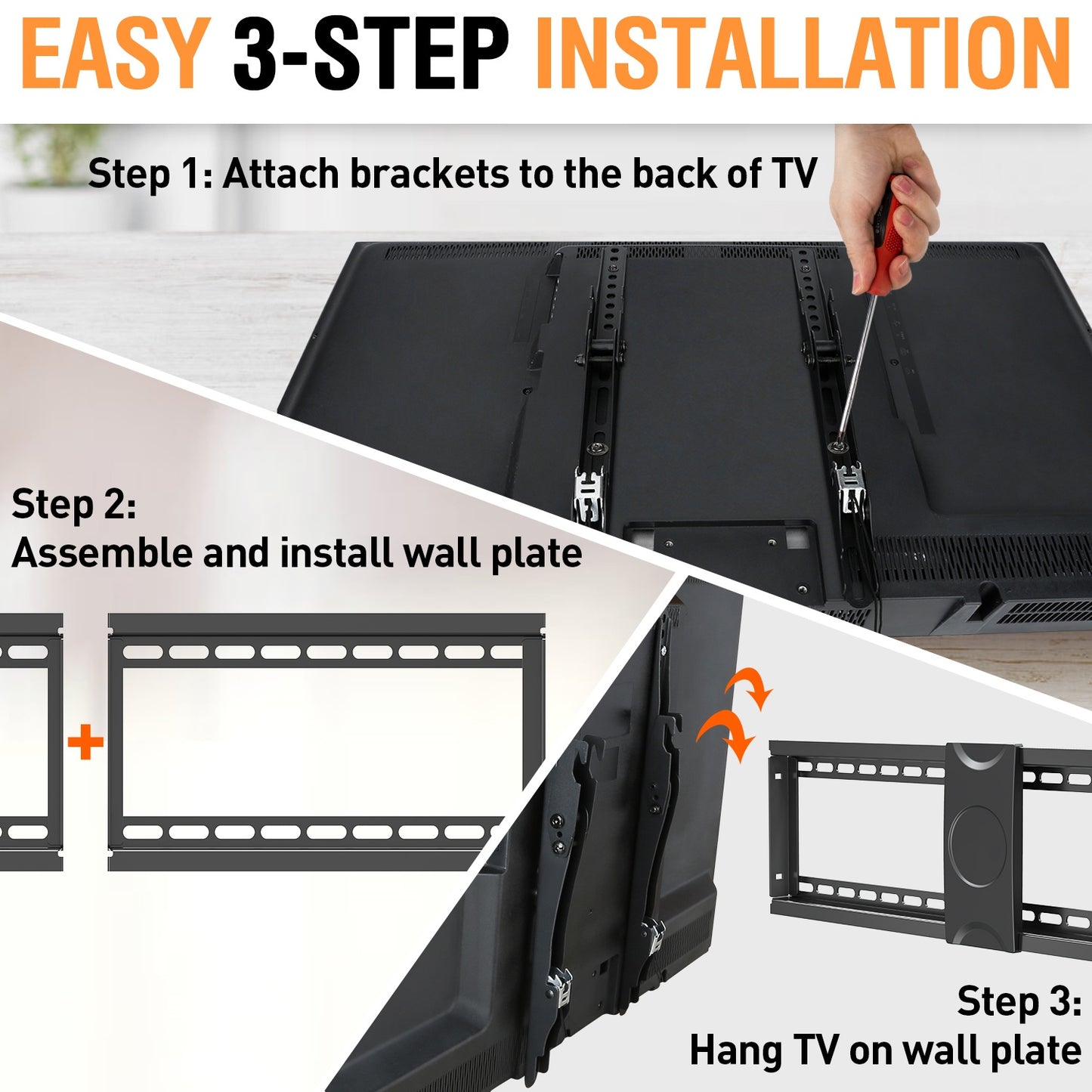 MOUNT PRO Tilting TV Wall Mount for Most 37-75 Inch TVs, TV Mount TV Bracket Holds up to 110lbs, Max 600x400mm