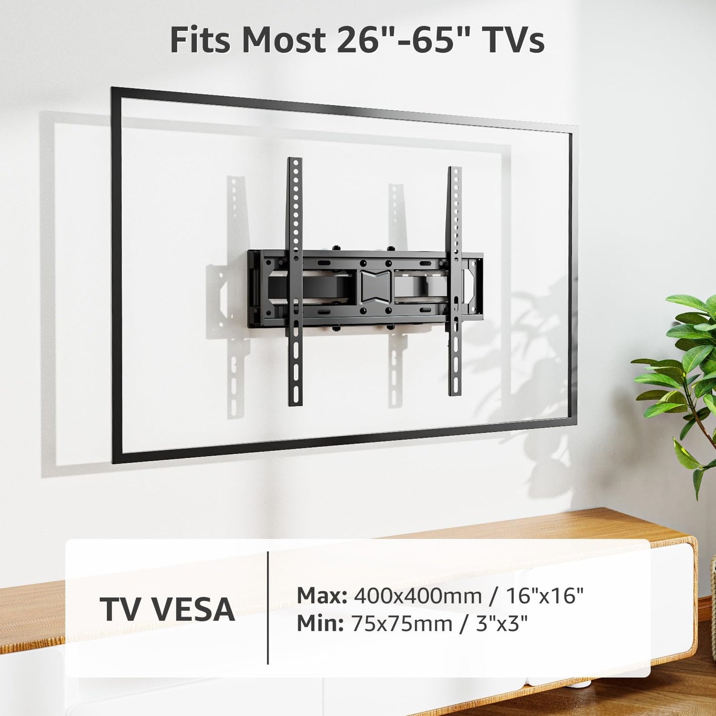 MOUNT PRO Full Motion TV Wall Mount for Most 26-64 Inch TVs, TV Bracket with Dual Swivel Articulating Arm Max VESA 400x400mm up to 88 lbs