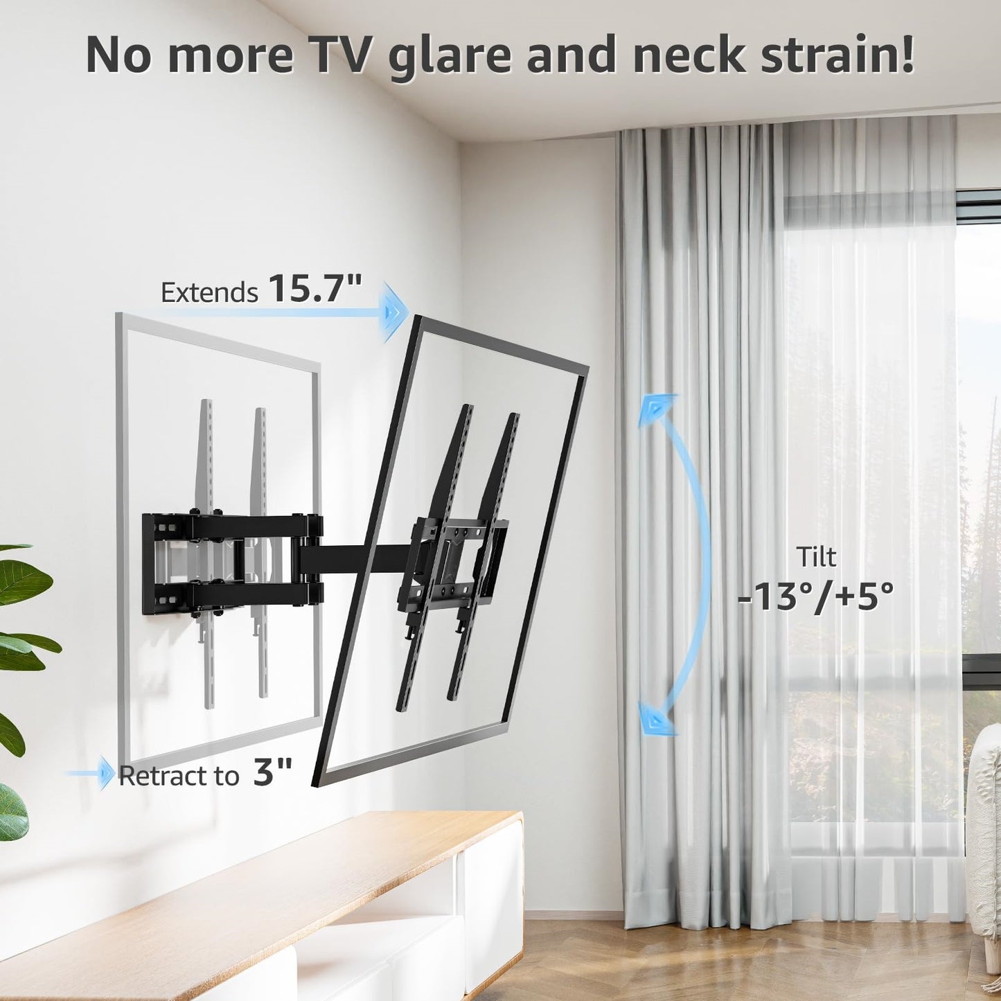 MOUNT PRO Full Motion TV Wall Mount for Most 26-64 Inch TVs, TV Bracket with Dual Swivel Articulating Arm Max VESA 400x400mm up to 88 lbs
