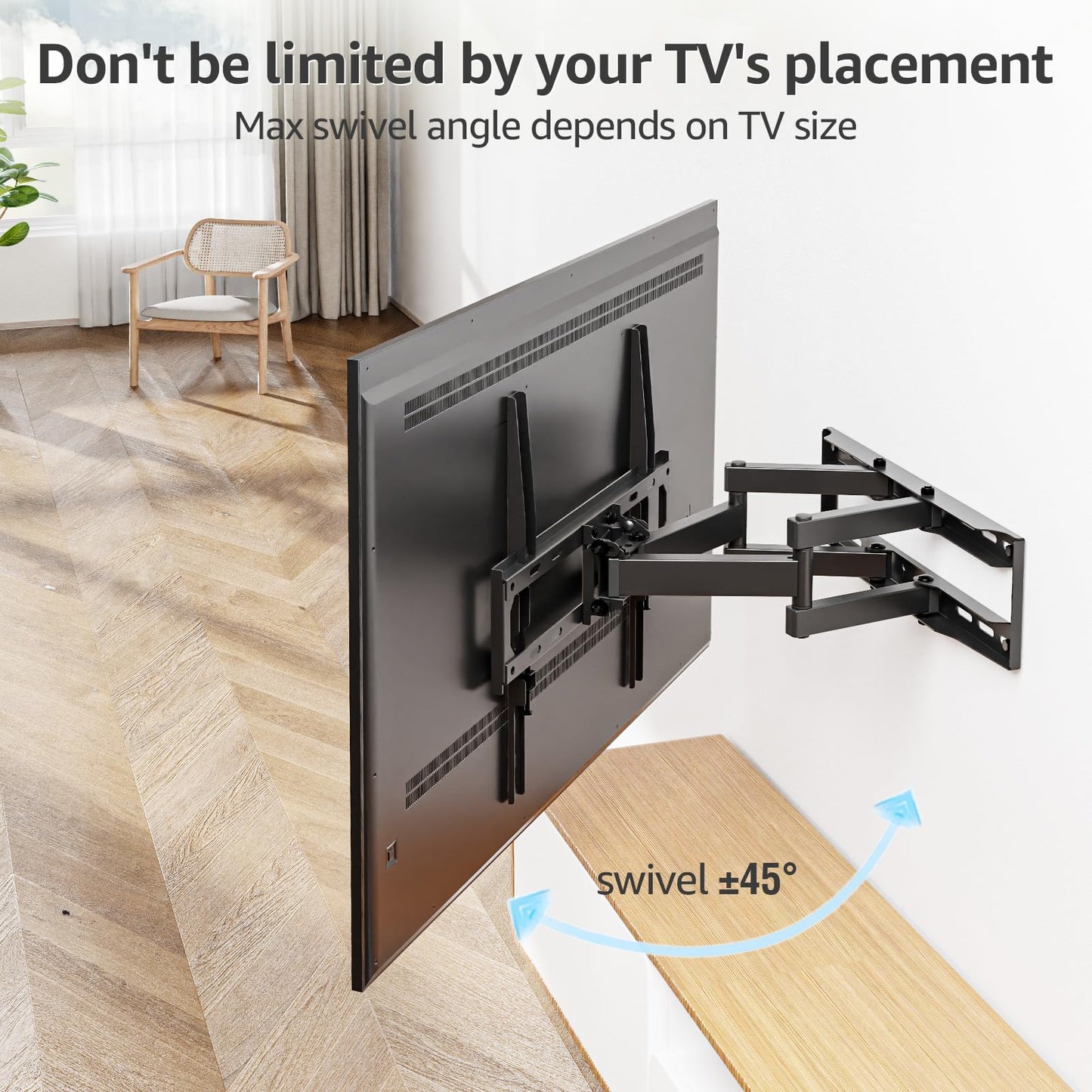 MOUNT PRO Full Motion TV Wall Mount for Most 26-64 Inch TVs, TV Bracket with Dual Swivel Articulating Arm Max VESA 400x400mm up to 88 lbs