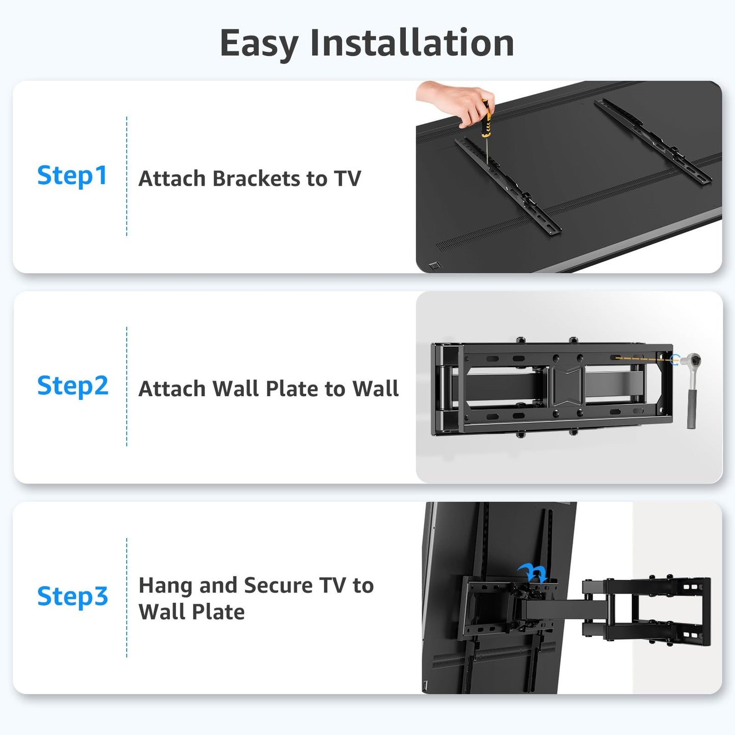MOUNT PRO Full Motion TV Wall Mount for Most 26-64 Inch TVs, TV Bracket with Dual Swivel Articulating Arm Max VESA 400x400mm up to 88 lbs
