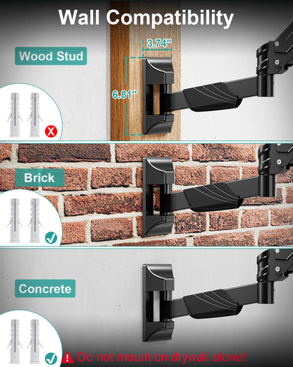MOUNT PRO Monitor Wall Mount for 17-43" Ultrawide Screens, Single Wall Mount Monitor Arm Holds up to 33.1 lbs,  Full Motion Adjustable Wall Bracket with VESA Extension Kit, Max VESA 200x200mm