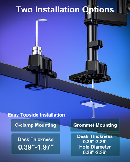 MOUNT PRO Dual Monitor Arm for Max 49" Ultrawide Screens up to 44 lbs, Heavy Duty Extra Tall Monitor Desk Mount, Vertical Stacked Adjustable Dual Monitor Mount, VESA Mount 75x75mm/100x100mm