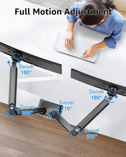MOUNT PRO Dual Monitor Stand for 13- 32 inch, 4.4-19.8 lbs Screens, Dual Monitor Desk Mount Height Adjustable, Monitor Arms for 2 Monitors, Home Office VESA Mounts with Gas Spring