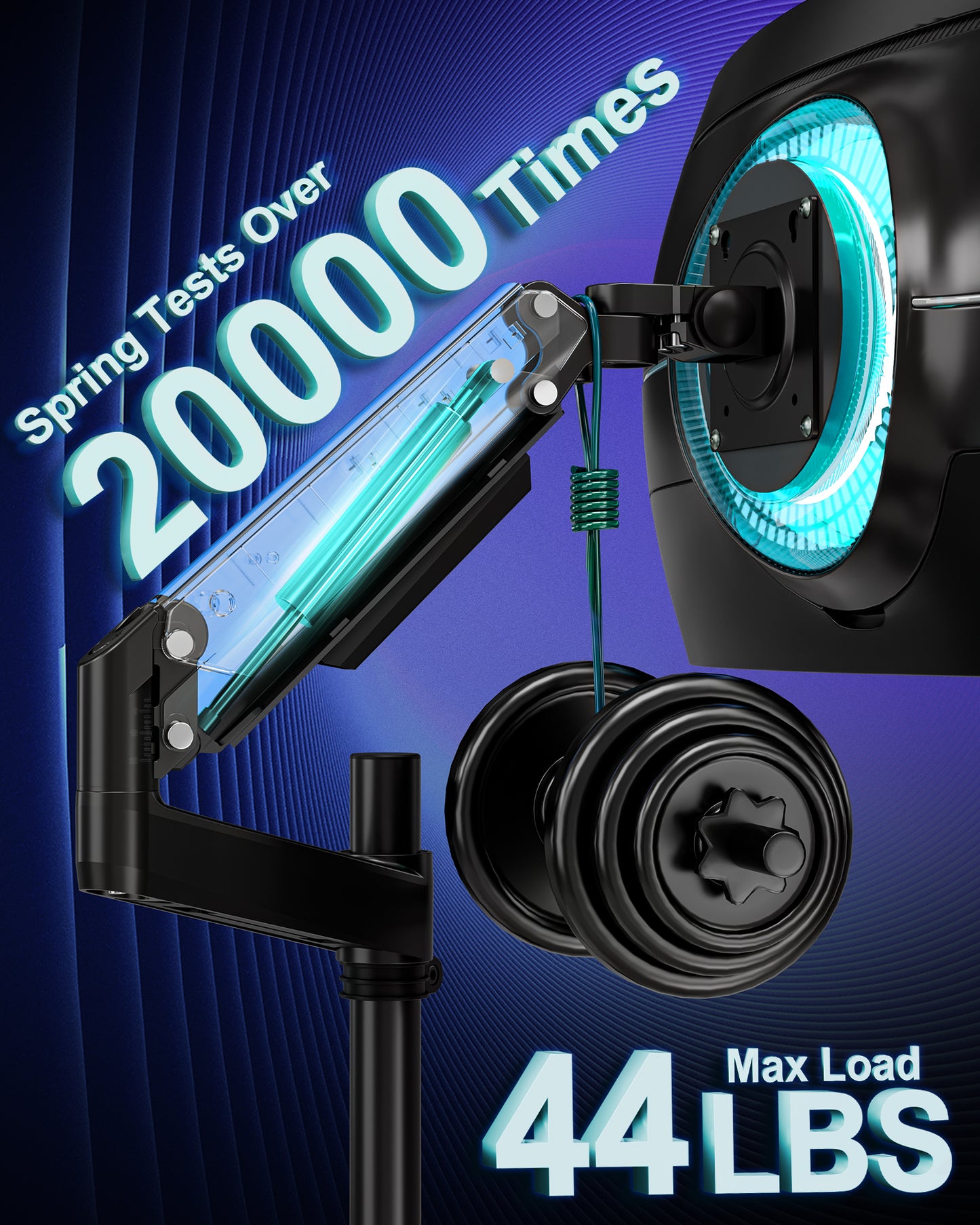 MOUNT PRO Dual Monitor Arm for Max 49" Ultrawide Screens up to 44 lbs, Heavy Duty Extra Tall Monitor Desk Mount, Vertical Stacked Adjustable Dual Monitor Mount, VESA Mount 75x75mm/100x100mm