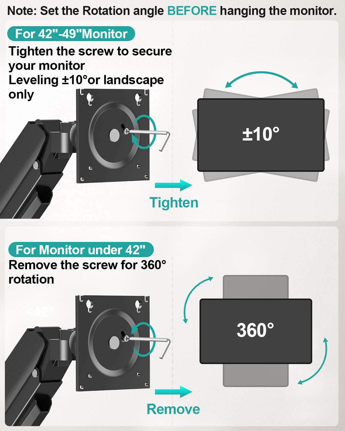 MOUNT PRO Monitor Wall Mount for 22"-49" Ultrawide Flat & Curved Screens, Heavy Duty Single Wall Mount Monitor Arm Holds up to 44 lbs, Full Motion Adjustable Wall Bracket, VESA Mount 75x75mm/100x100mm