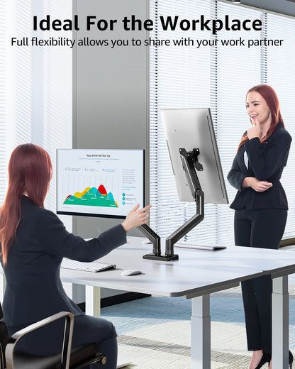 MOUNT PRO Dual Monitor Stand for 13- 32 inch, 4.4-19.8 lbs Screens, Dual Monitor Desk Mount Height Adjustable, Monitor Arms for 2 Monitors, Home Office VESA Mounts with Gas Spring