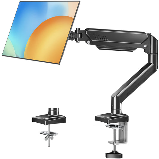 MOUNT PRO Monitor Arm for 13-32 inch Screens, Monitor Desk Mount, Adjustable Height, VESA Mount with Clamp & Grommet Bases, Holds to 19.8 lbs