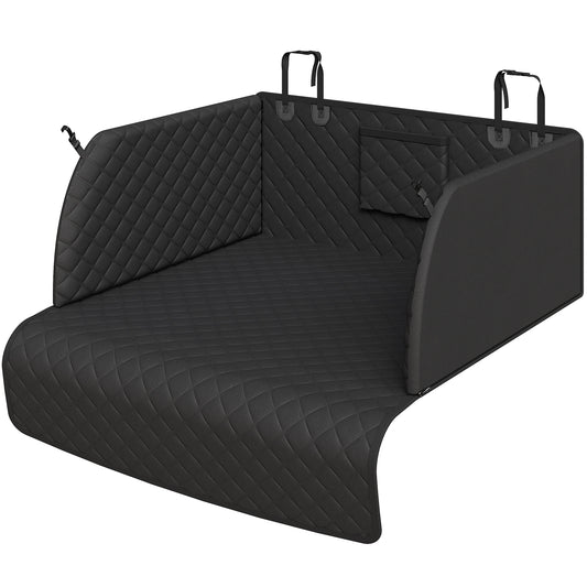 PETICON SUV Cargo Liner for Dogs, Waterproof Trunk Cover with Cushioned Sides to Protect Pet, Full Coverage Non-Slip Seat Cover for Trucks & SUVs with Bumper Flap Protector